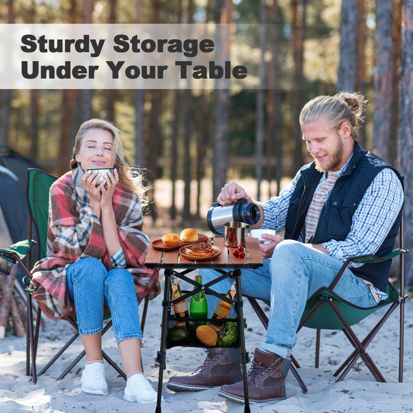 Compact Folding Camping Table with Adjustable Height, Portable Outdoor Picnic Ta5