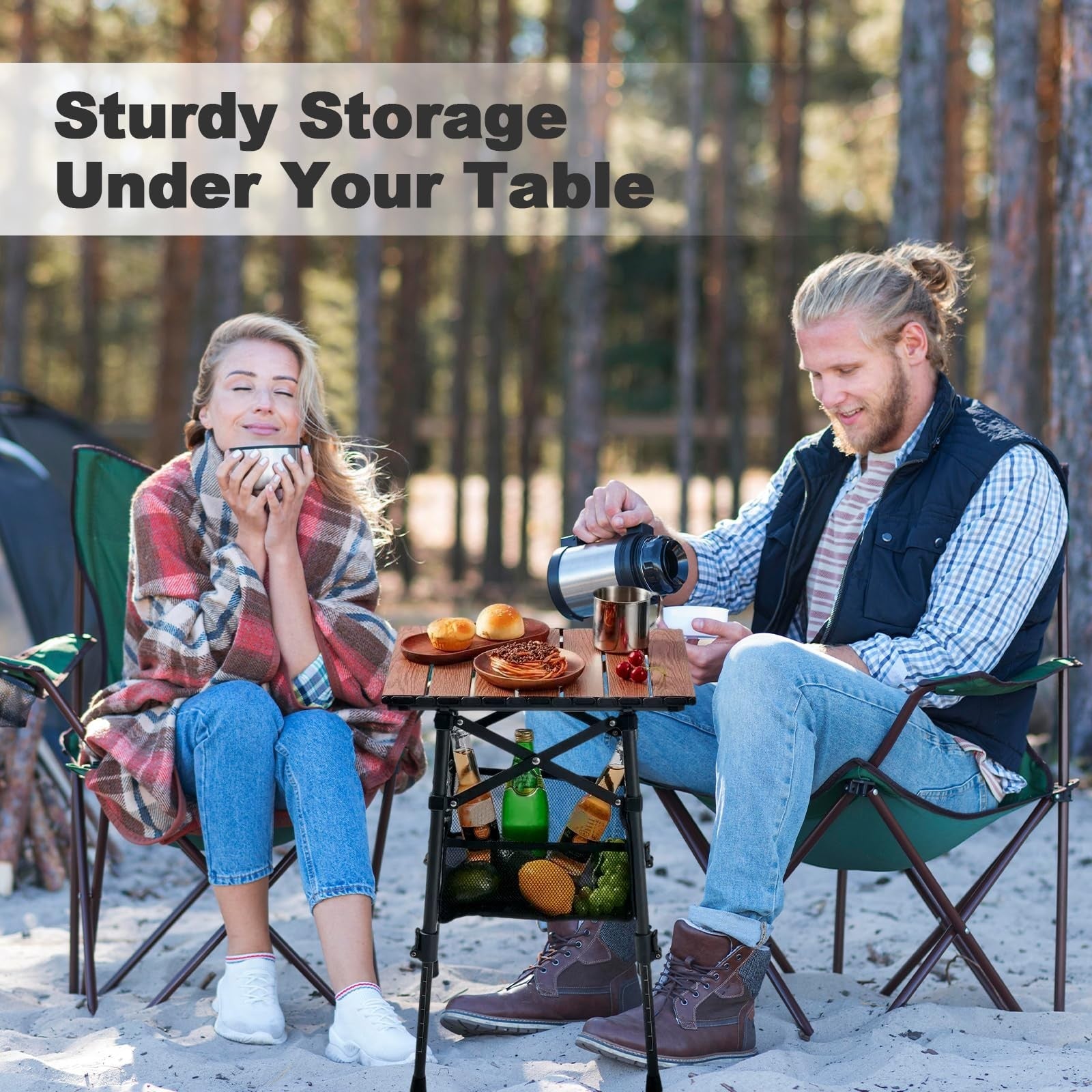 Compact Folding Camping Table with Adjustable Height, Portable Outdoor Picnic Ta5