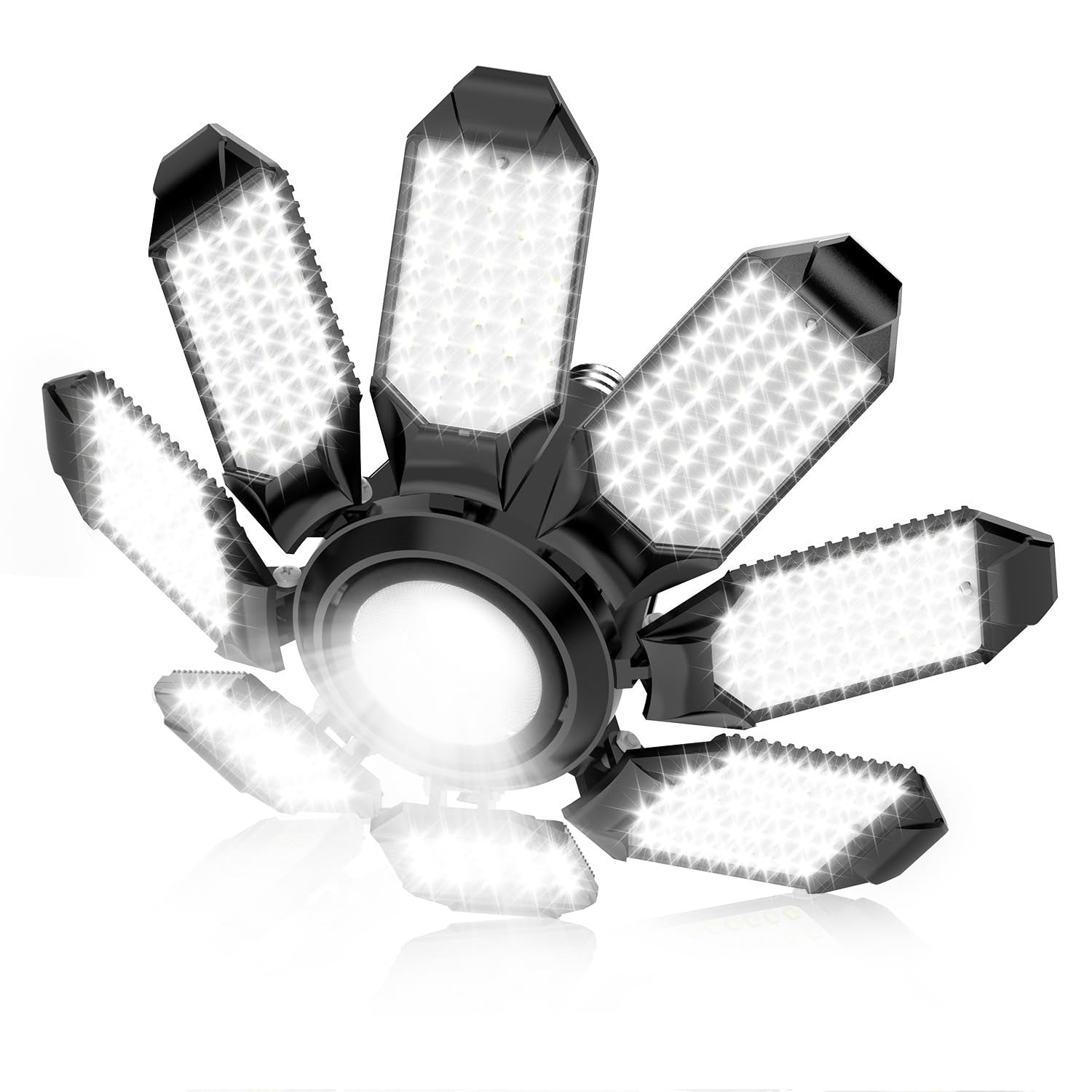 Super Bright 25000LM Garage Ceiling Lights, 8 Deformable Panels, 6500K LED, E26/1