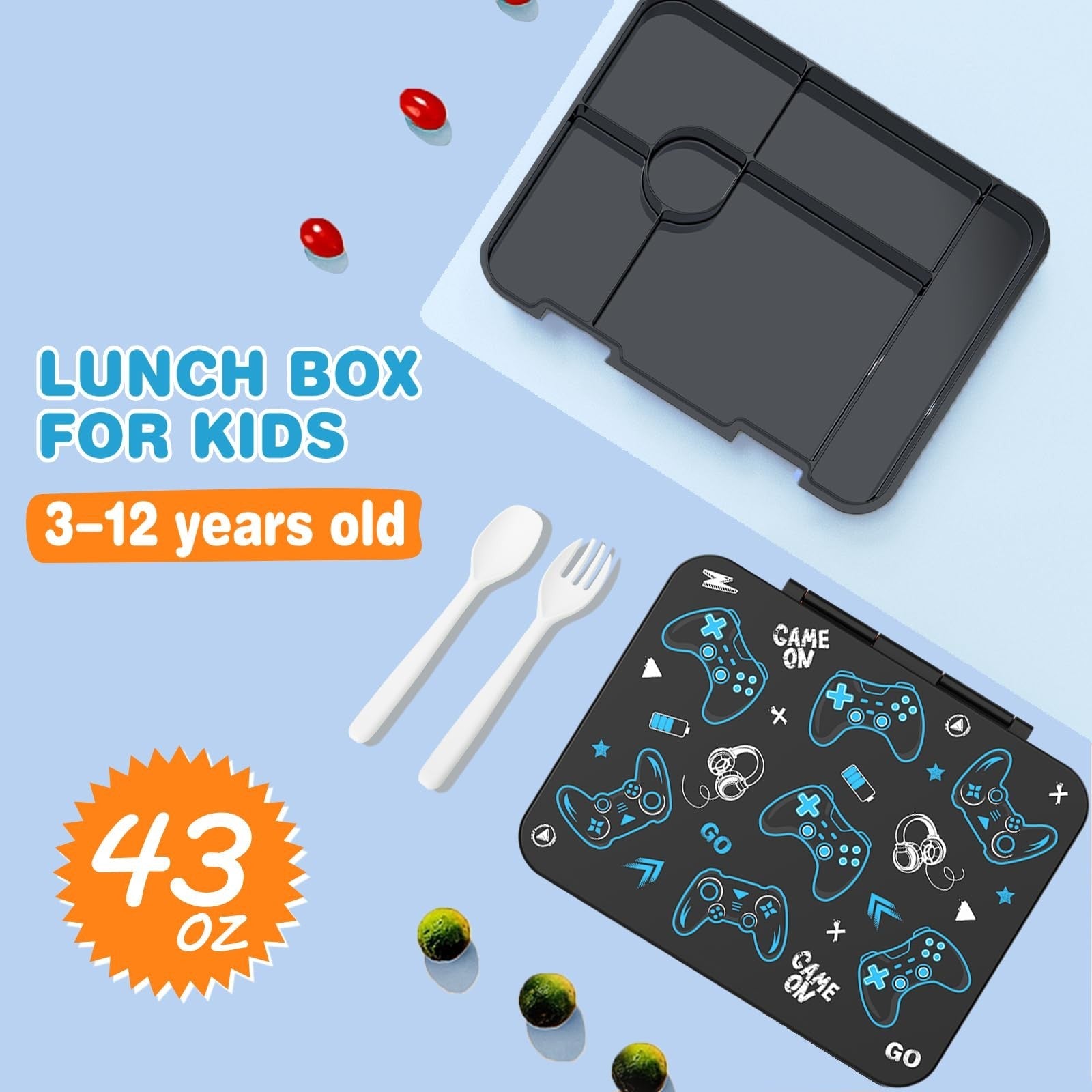 Cool Luminous Gamer Backpack Set for Boys, 6PCS with Lunch Bag & Pencil Case   S4