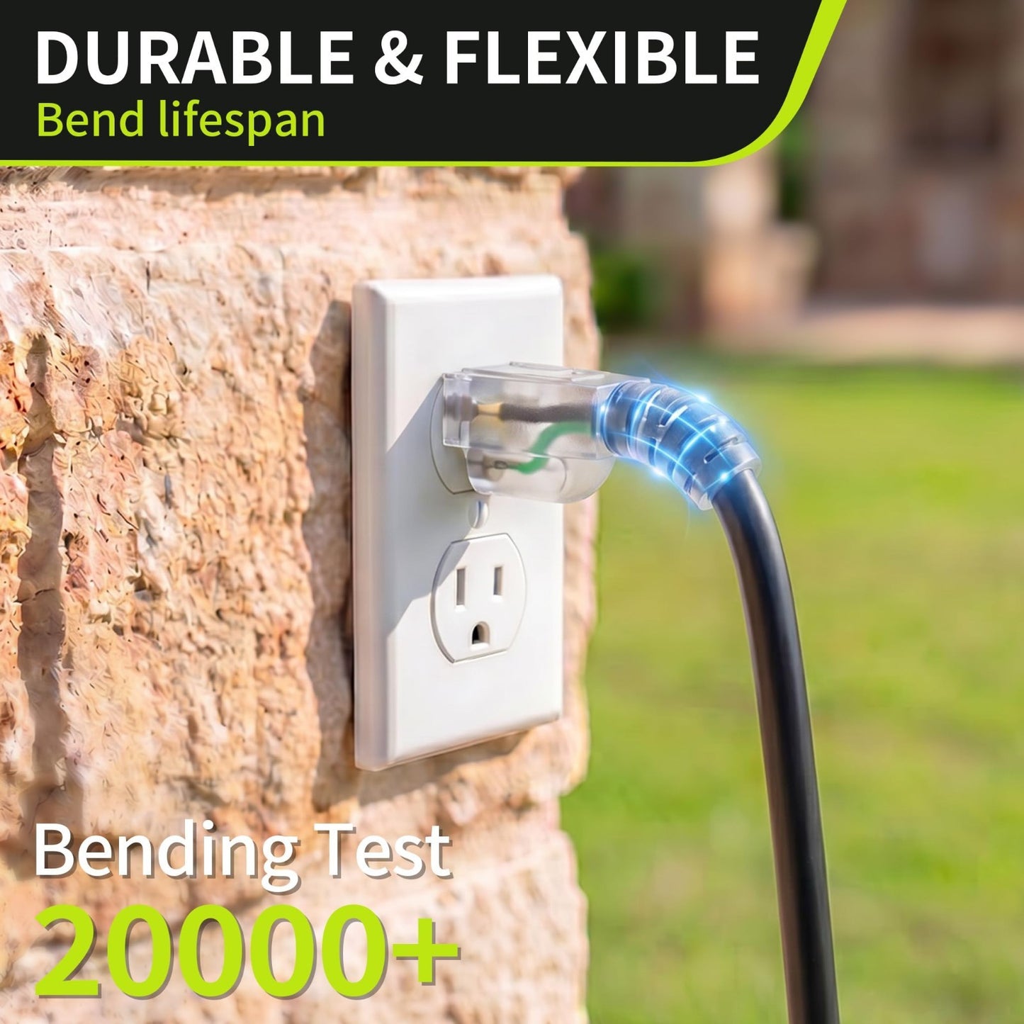 Heavy Duty 12AWG 15FT Outdoor Extension Cord, Lighted End, Weather Resistant3