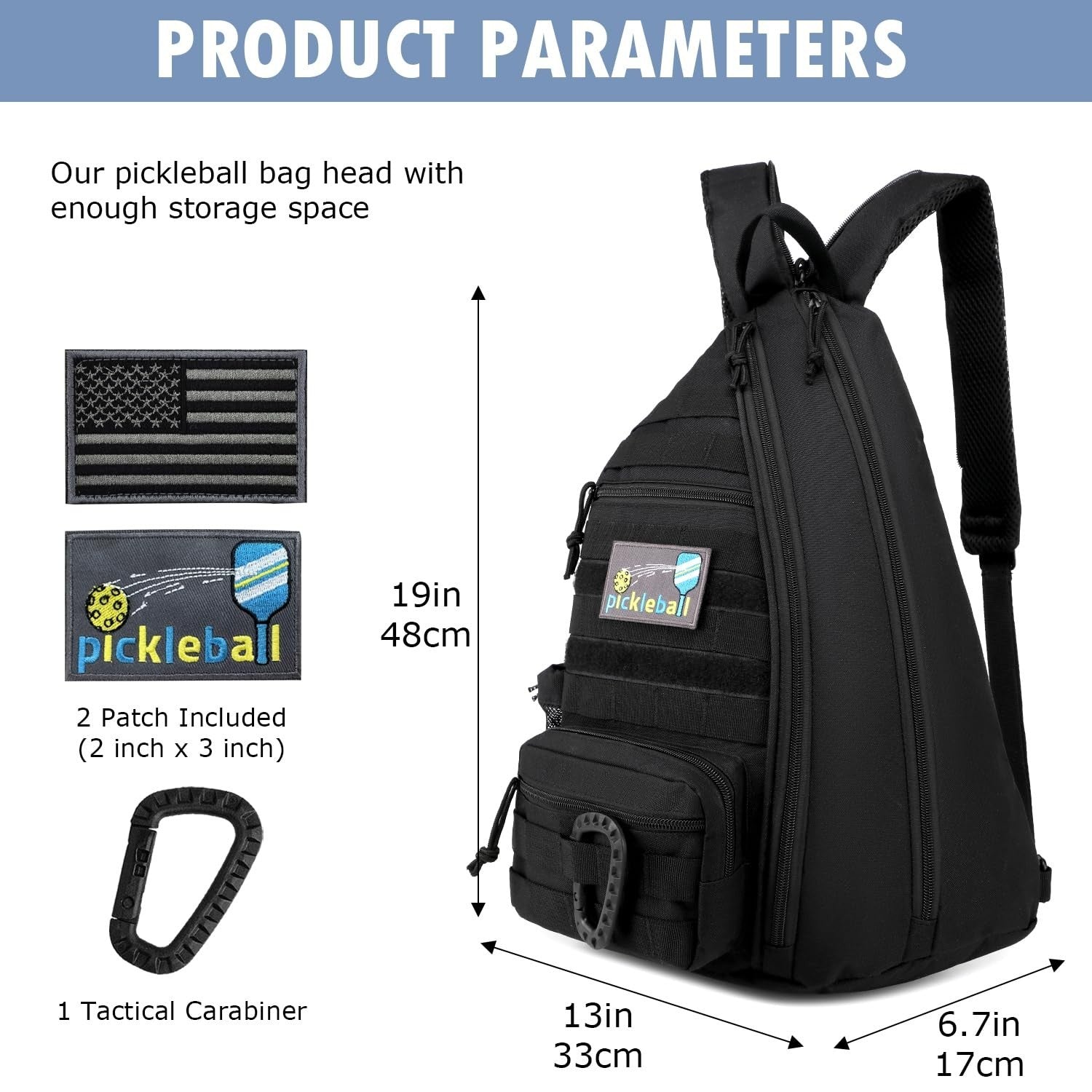 Tactical Pickleball Backpack for Men & Women | Adjustable Sling Bag with Hook &2