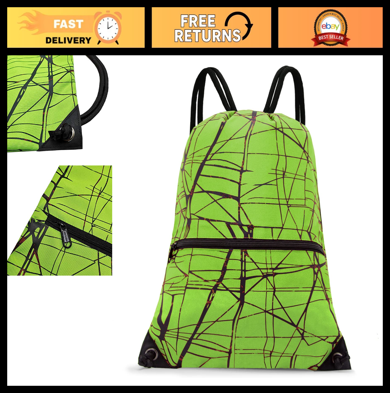 Drawstring Backpack Gym Bag, Lightweight Sport Sackpack for Travel & Fitness0