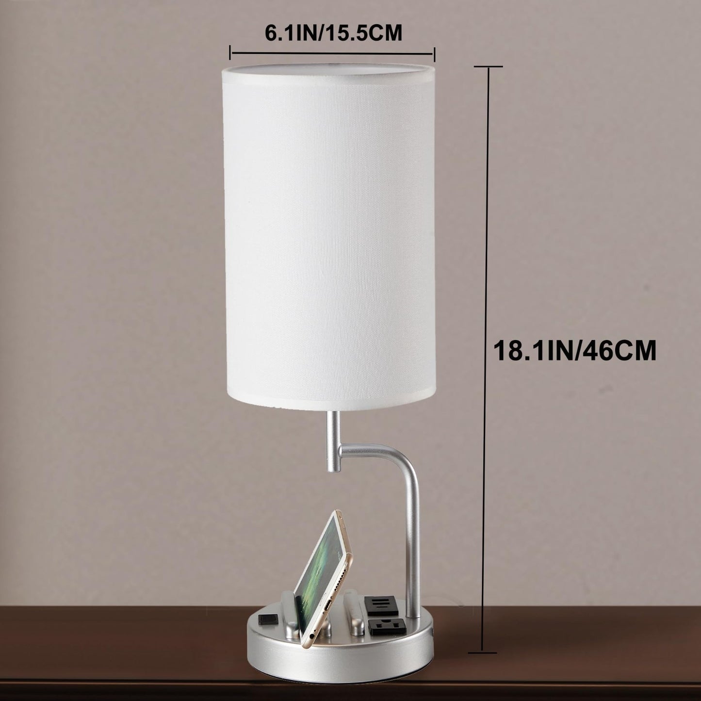 Modern Table Lamp with 3 USB Ports & AC Outlet, Desk Lamp for Bedroom & Office  4