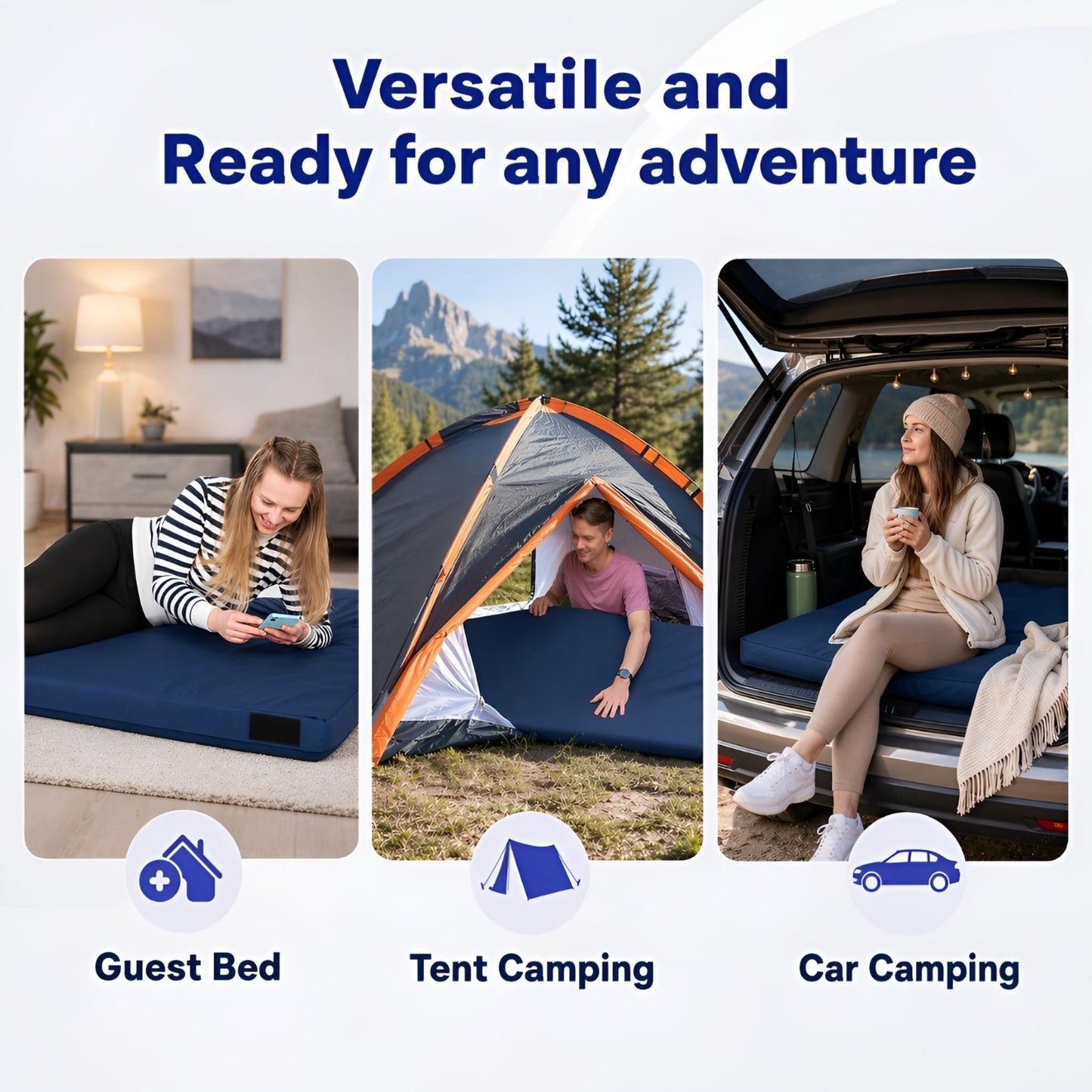 AirCell Memory Foam Camping Mattress Pad   Portable CertiPUR US Sleeping Mat for4