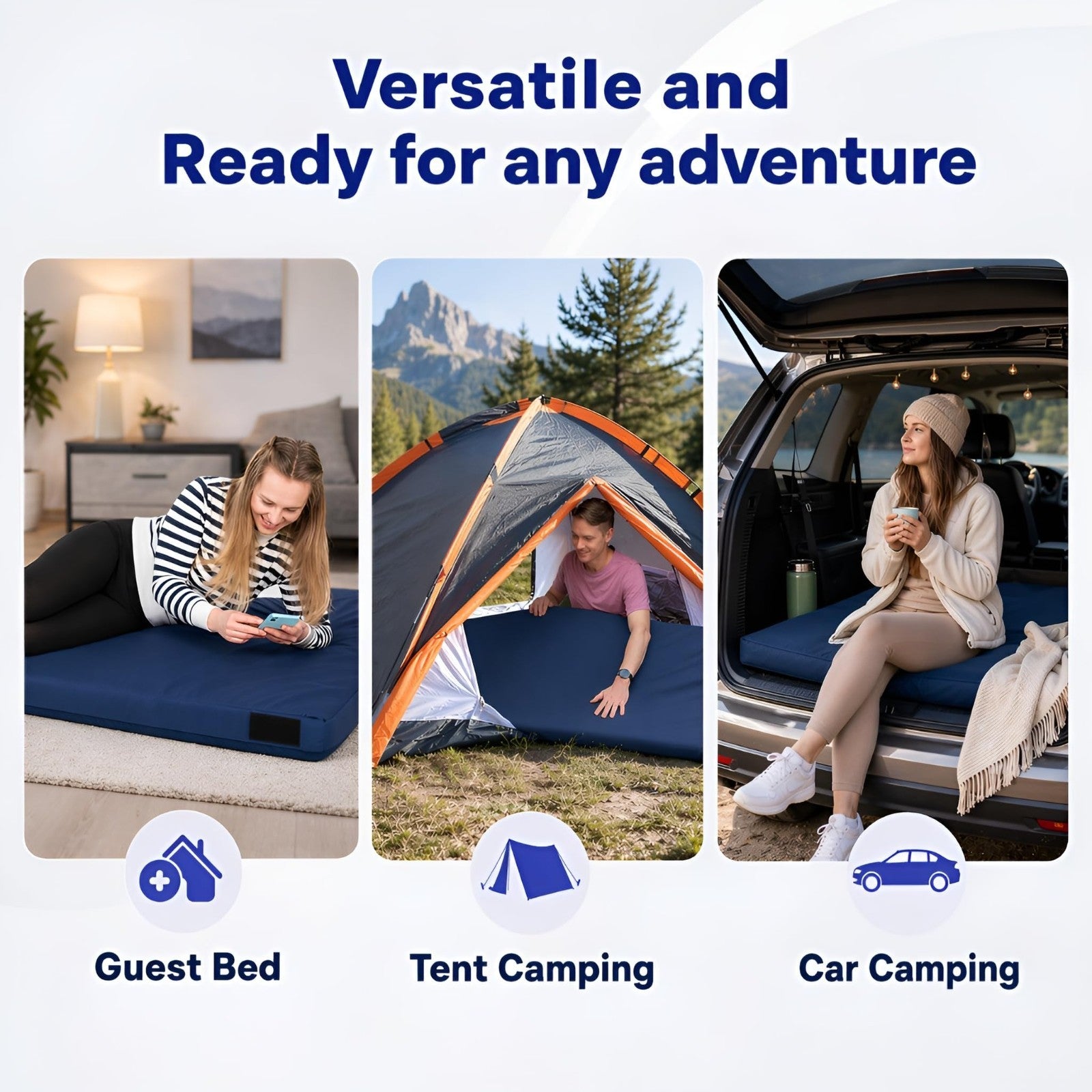 AirCell Memory Foam Camping Mattress Pad   Portable CertiPUR US Sleeping Mat for4