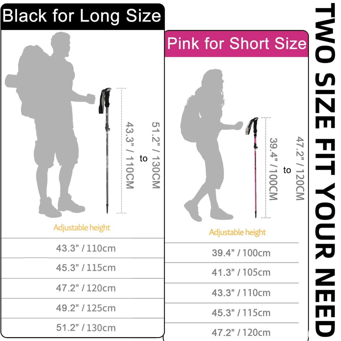 Collapsible Trekking Poles - Lightweight Aluminum Hiking Sticks, Telescopic & Fo4