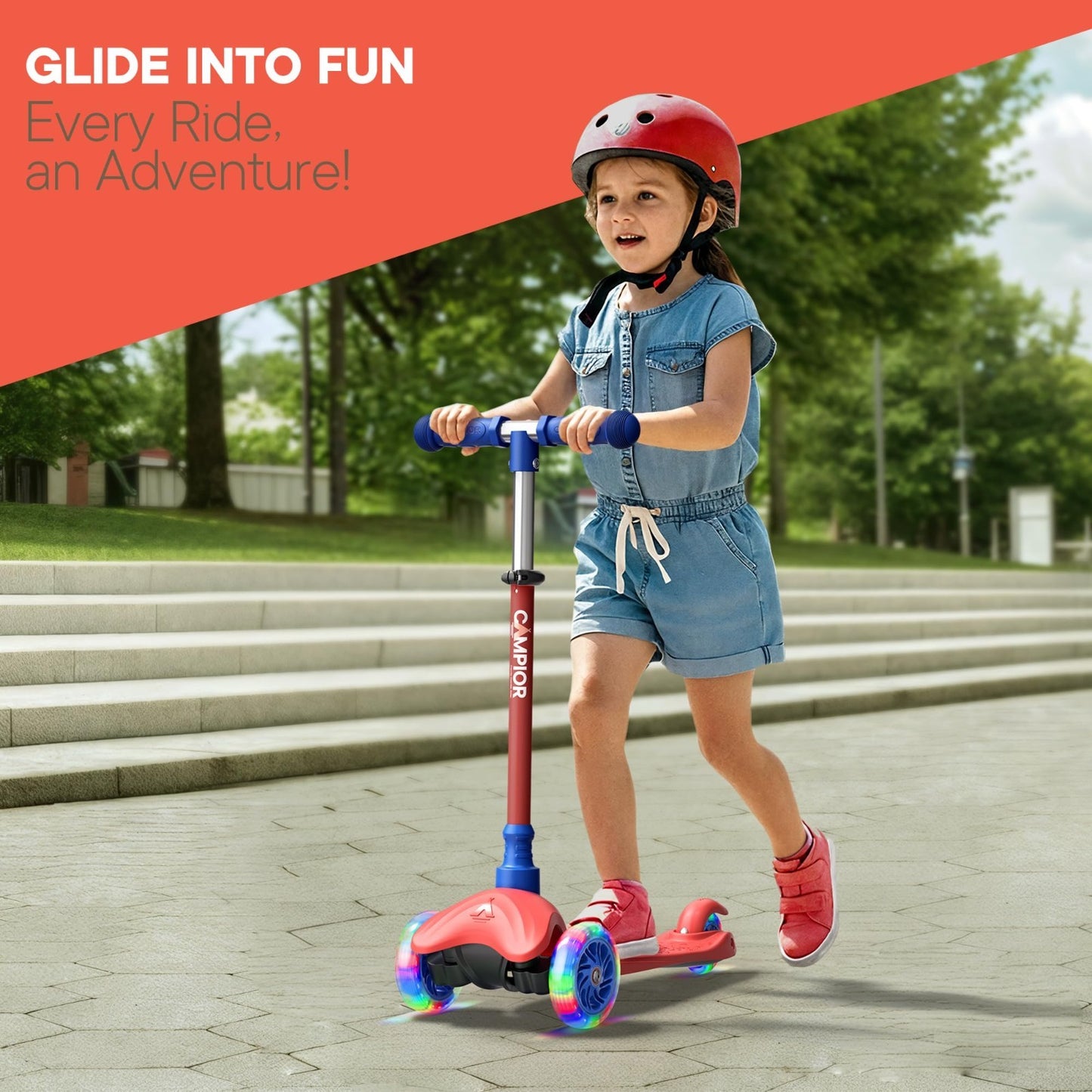Mini 3-Wheel Kids Scooter - Lean-to-Steer, LED Light-Up Wheels, Adjustable Handl2