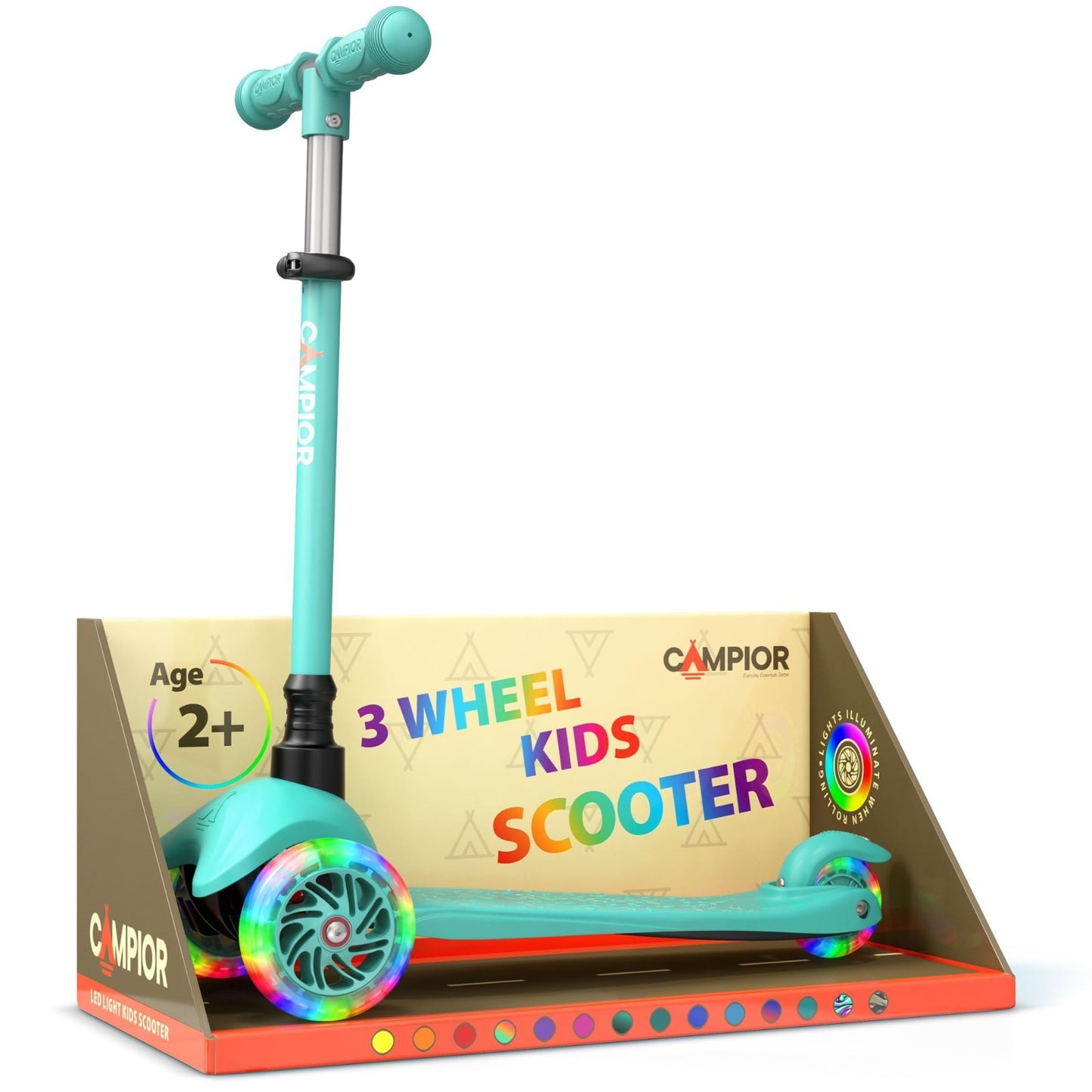 Teal Mini 3-Wheel Kids Scooter - Lean-to-Steer, LED Wheels, Adjustable Handlebar1