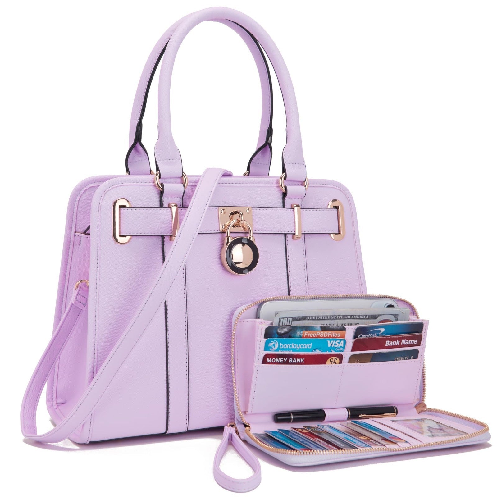 Stylish Structured Satchel Tote Handbag Set for Women with RFID Wallet - Chic &1