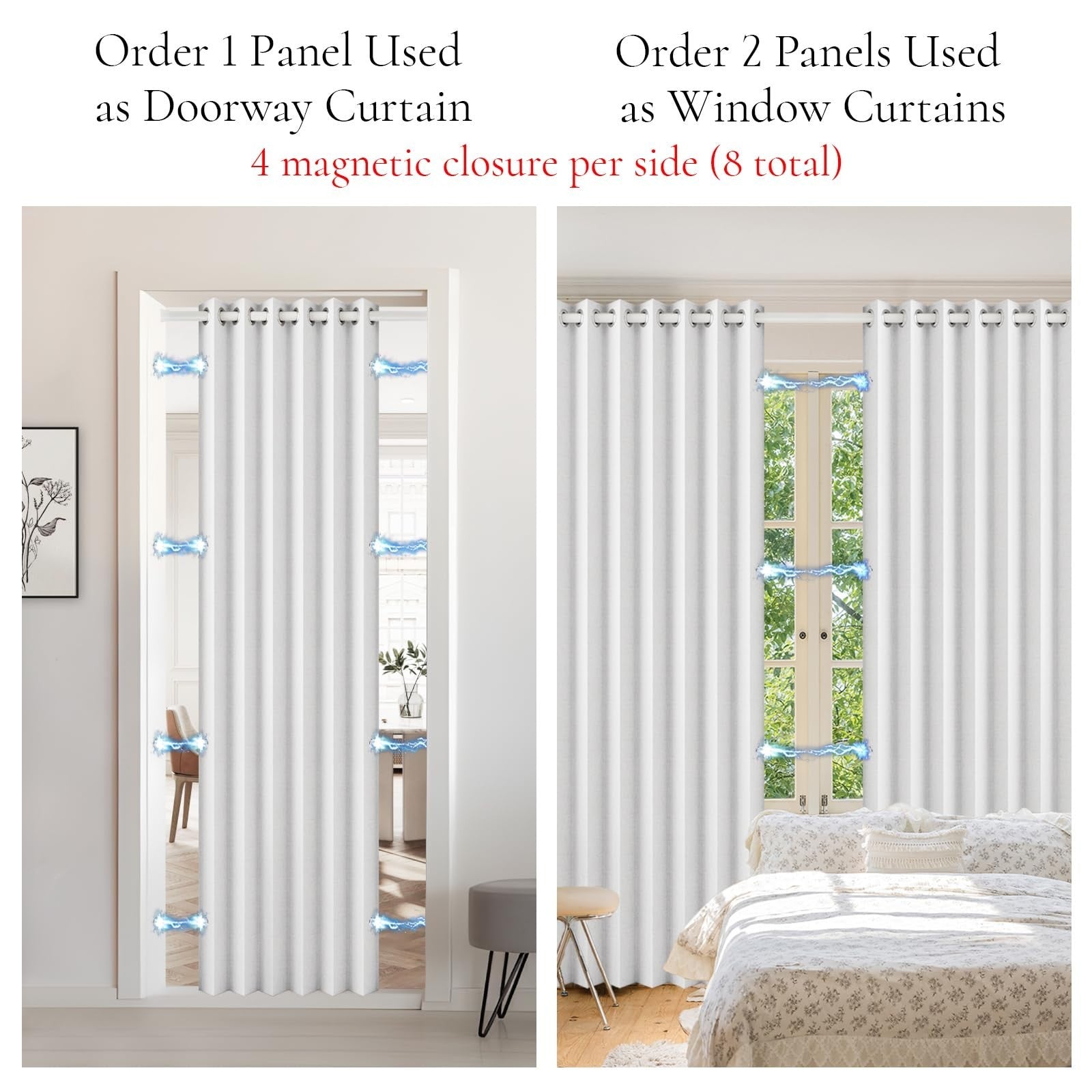100% Blackout Magnetic Door Curtain   Accordion Folding Panel, W52 x L72, Greyis7
