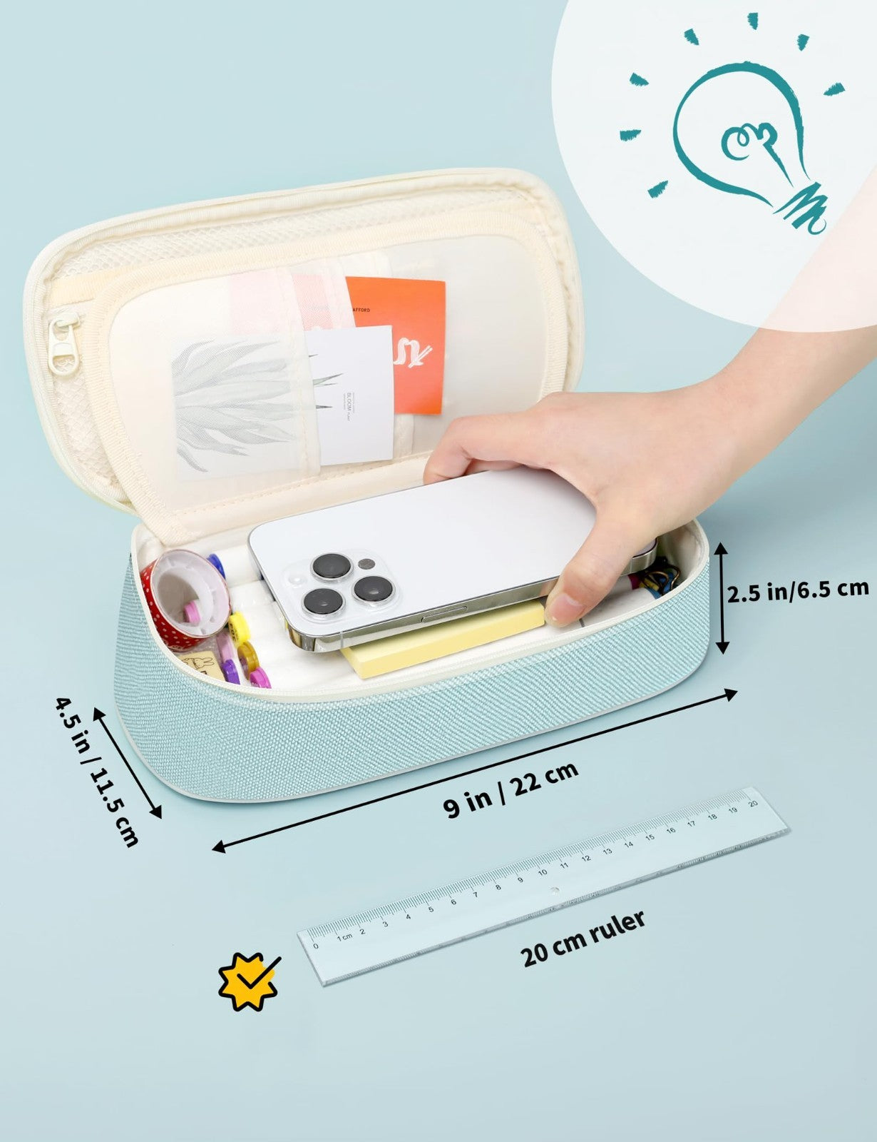 Cute Aesthetic Pencil Case   Large Zippered Pen Pouch, Kawaii Stationery Organiz4