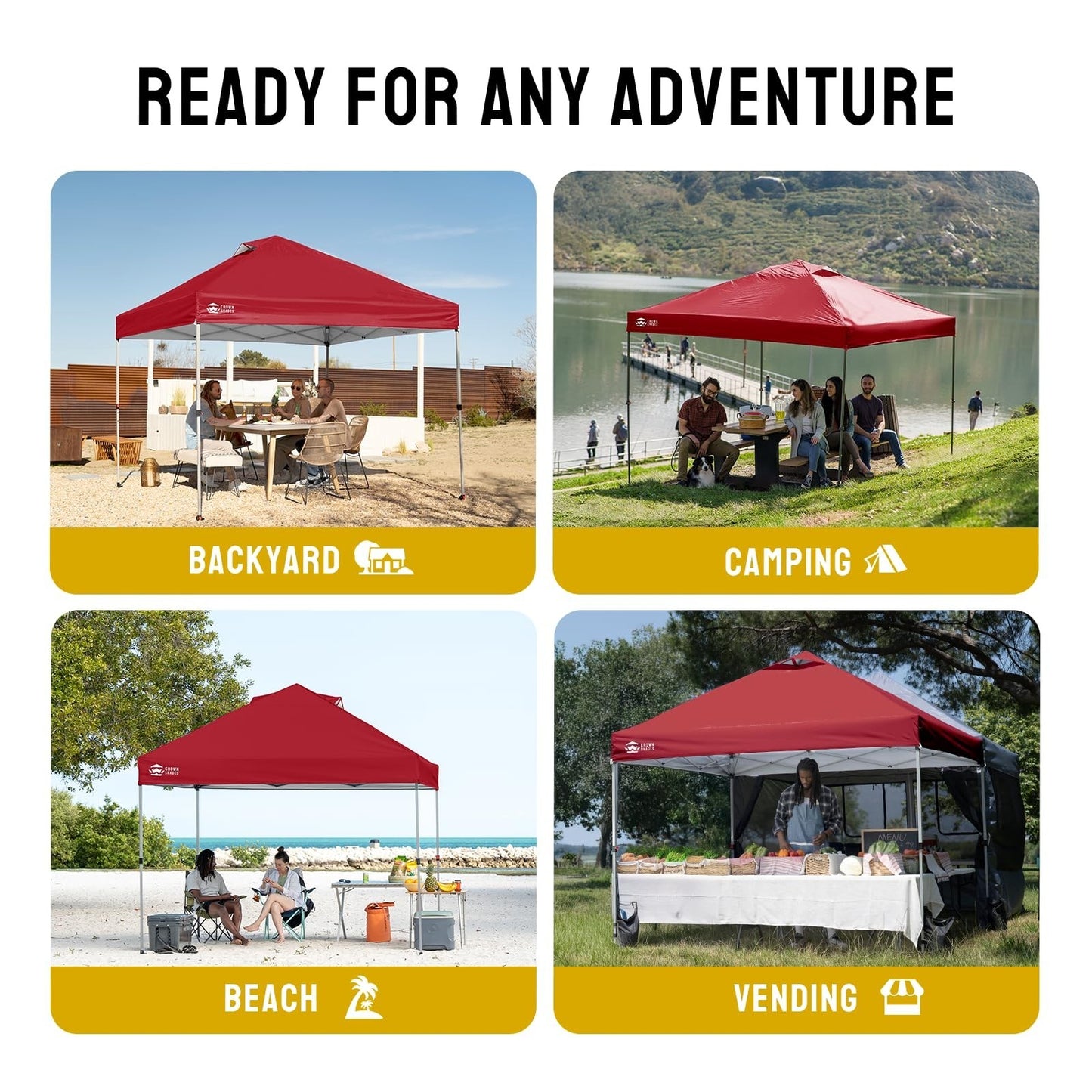 12x12 Pop Up Canopy Tent   Easy Setup, Red Outdoor Sun Shade for Events, Camping3