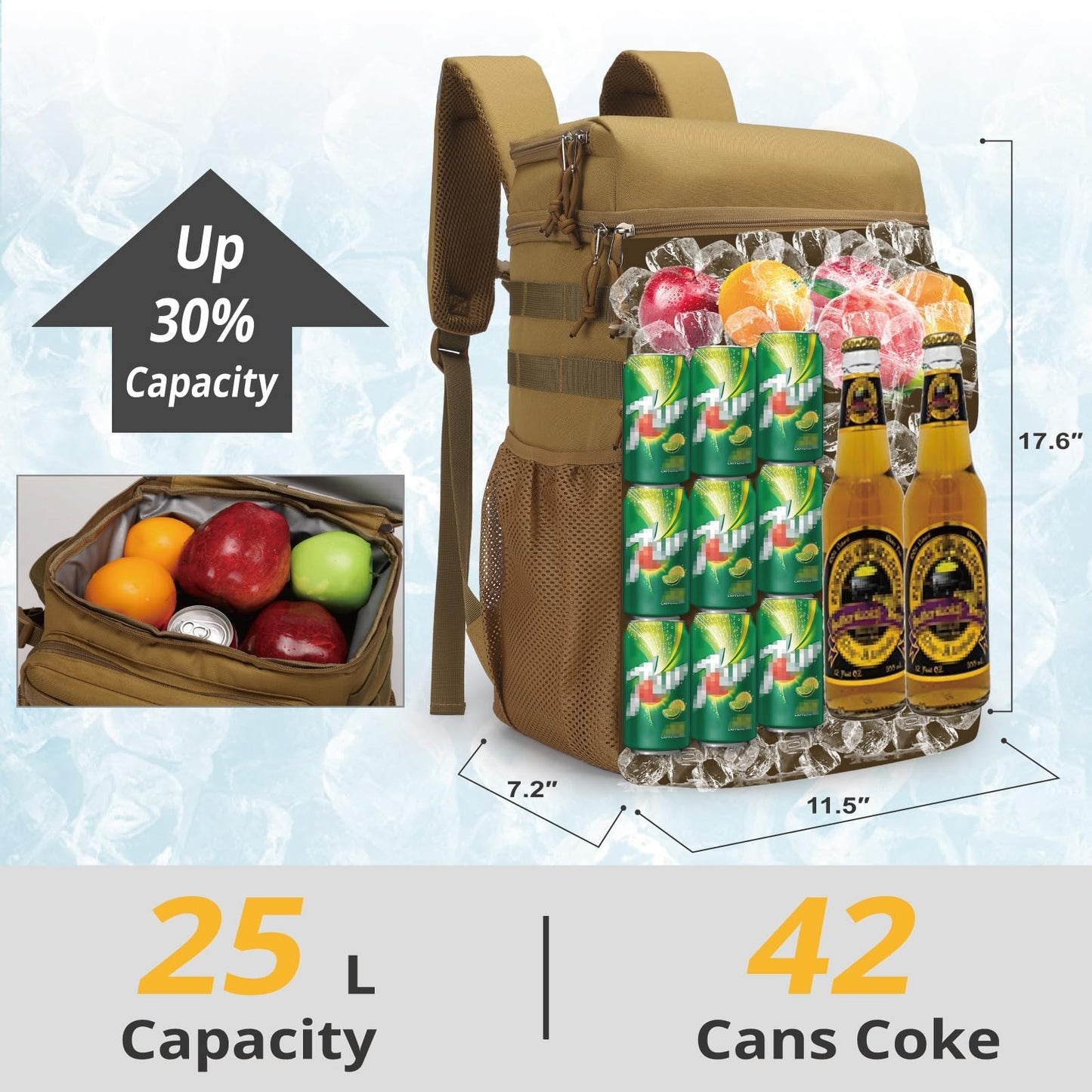 Insulated Tactical Cooler Backpack - Lightweight, Leakproof, Waterproof for Hiki3