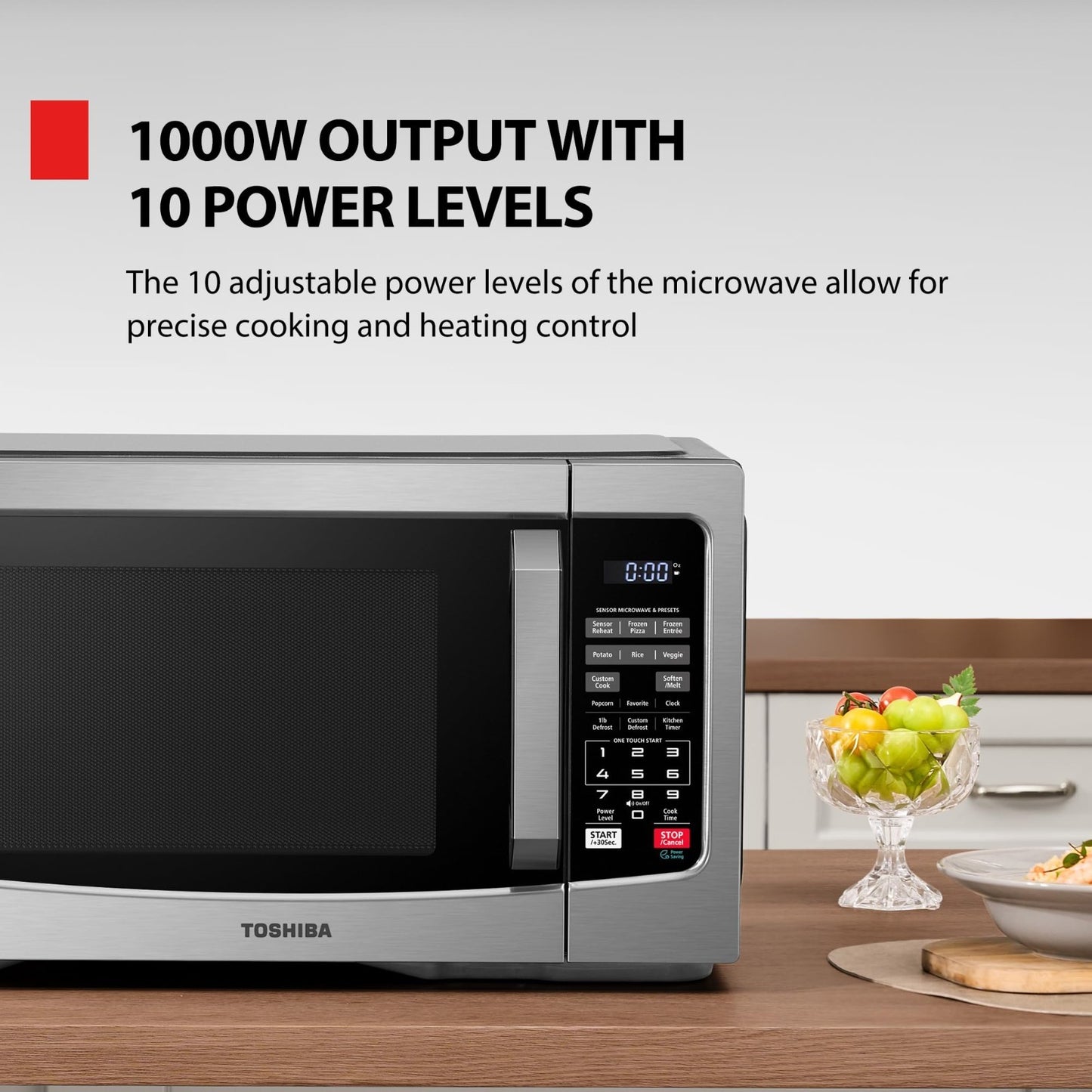 Countertop Microwave Oven 1.2 Cu.Ft 1000W Stainless Steel, Smart Sensor, 12 Auto5