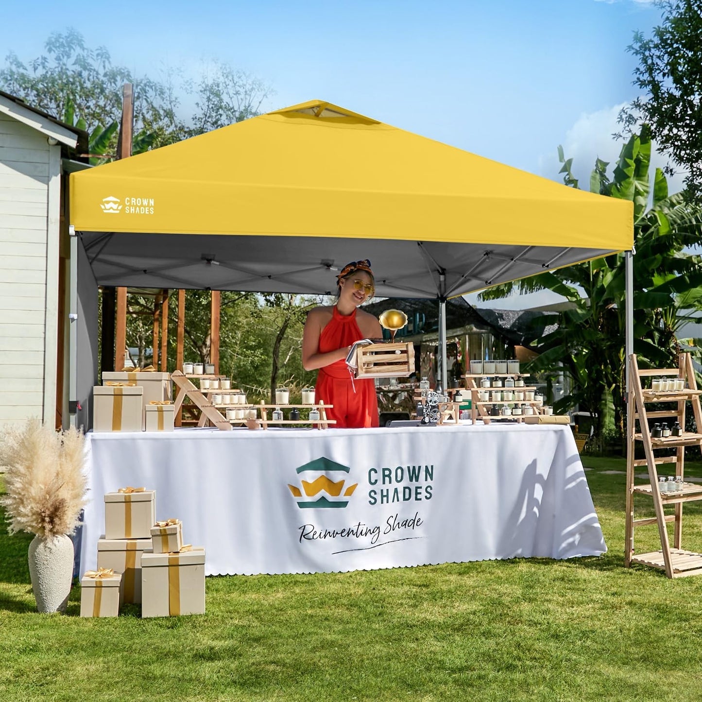 10x10 Pop Up Canopy Tent with Side Wall, Easy Setup Outdoor Gazebo, Sun Shade fo2