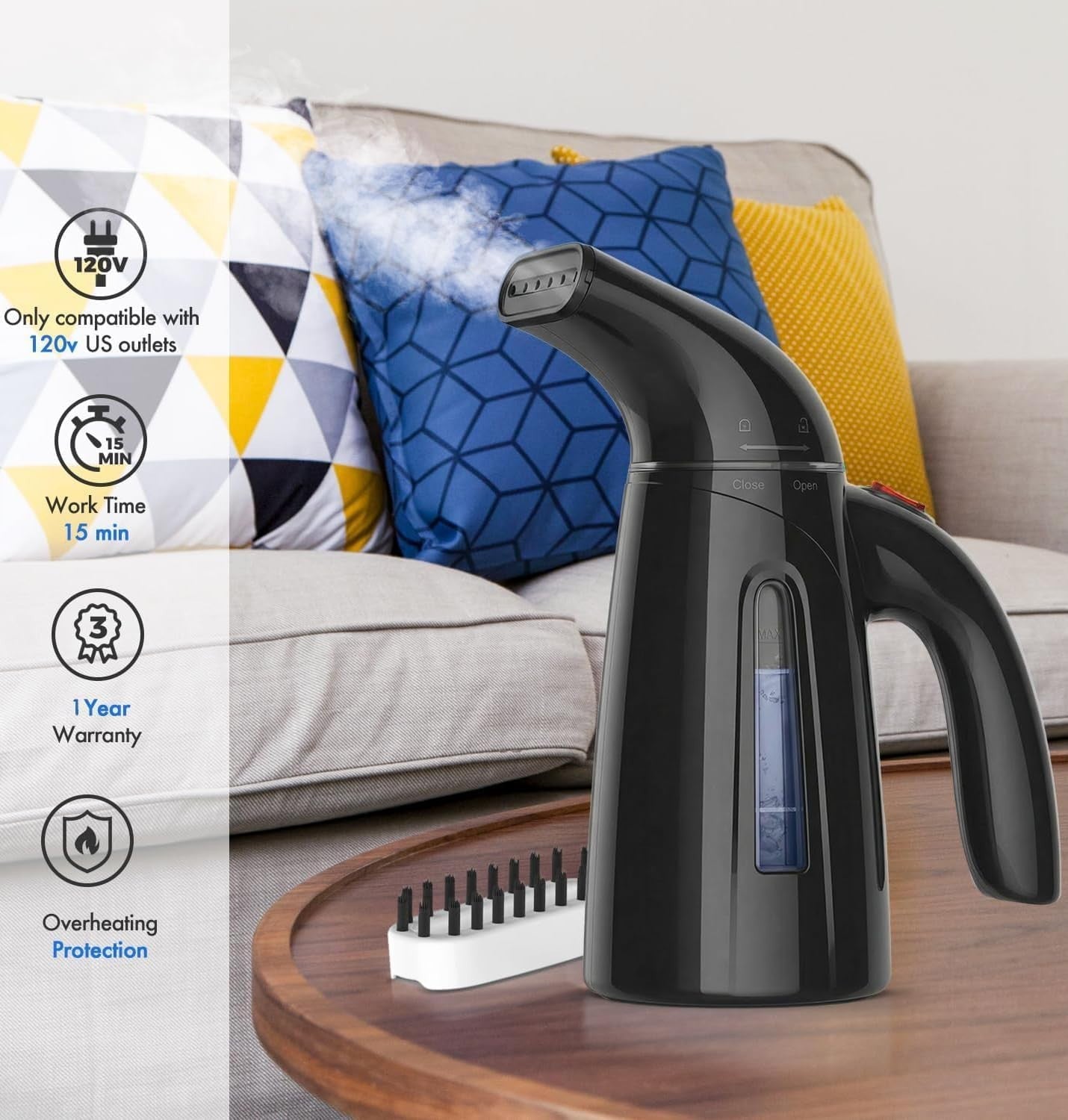 Handheld Clothes Steamer, 700W Portable Travel Steam Iron, 240ml Capacity, Grey3