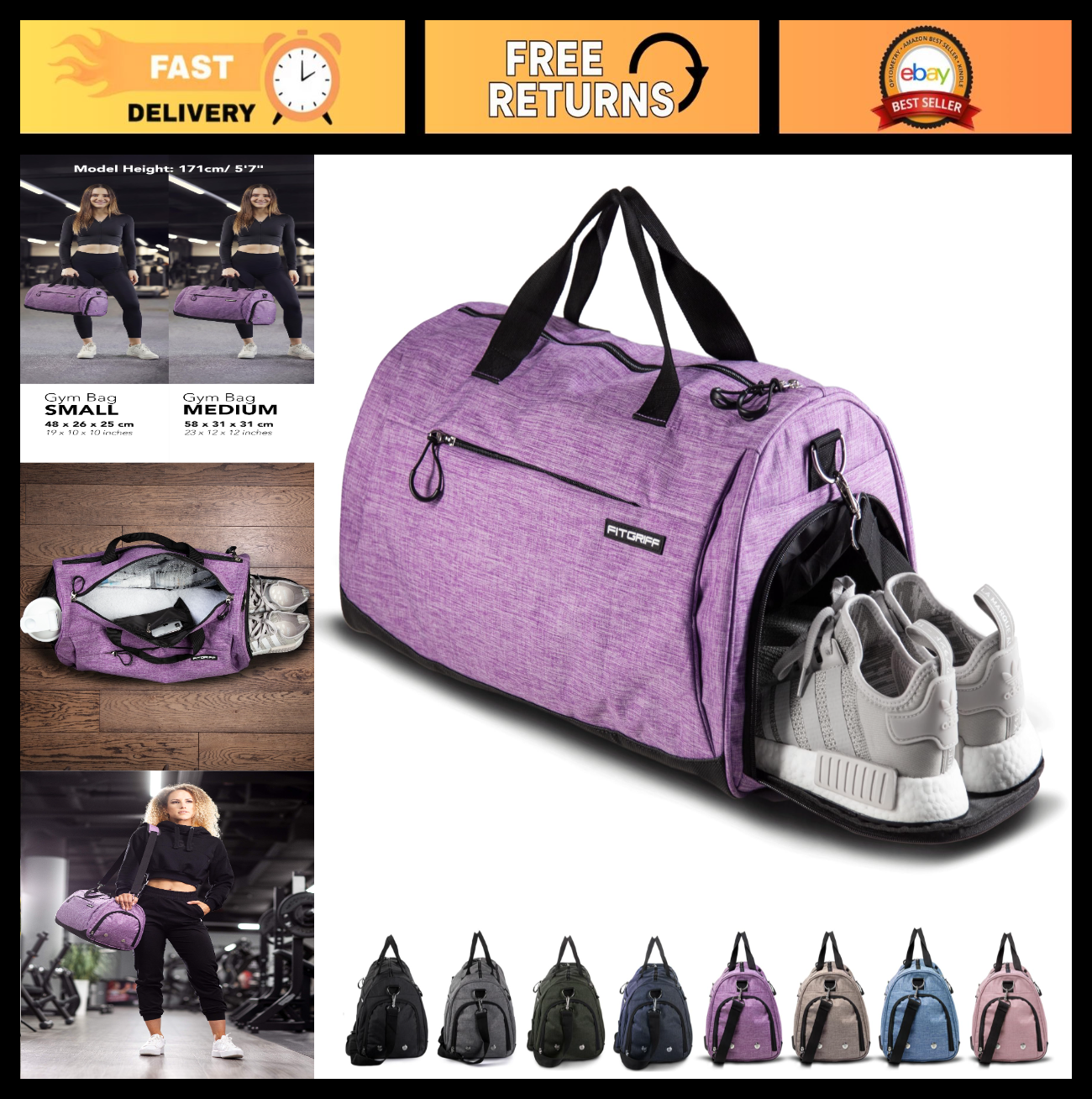Versatile Gym Duffle Bag with Shoe & Wet Compartment - Ideal for Travel, Sports,0