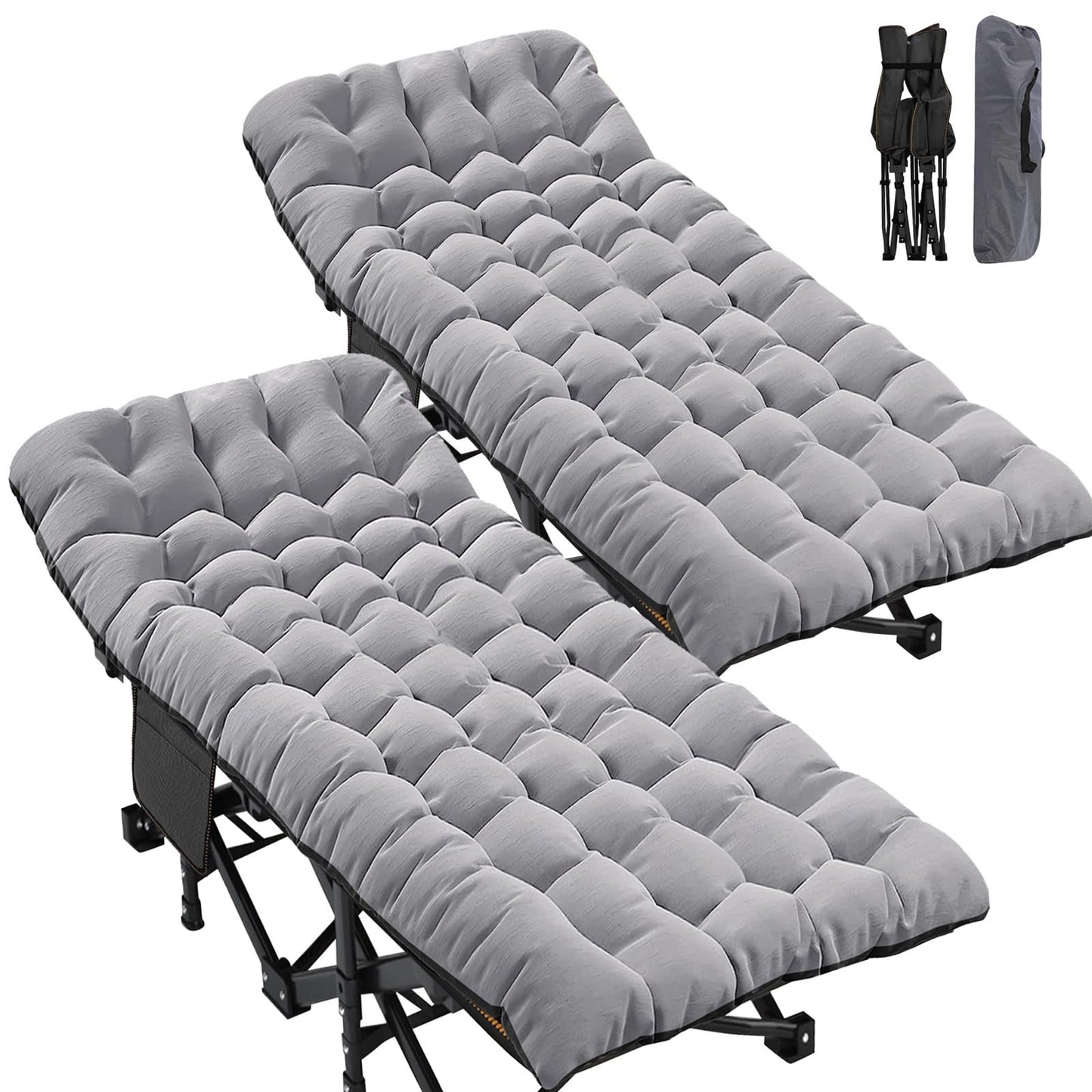 XXL Folding Camping Cot for Adults   32" Wide, 900 lb Capacity, 2 Pack, Removabl1