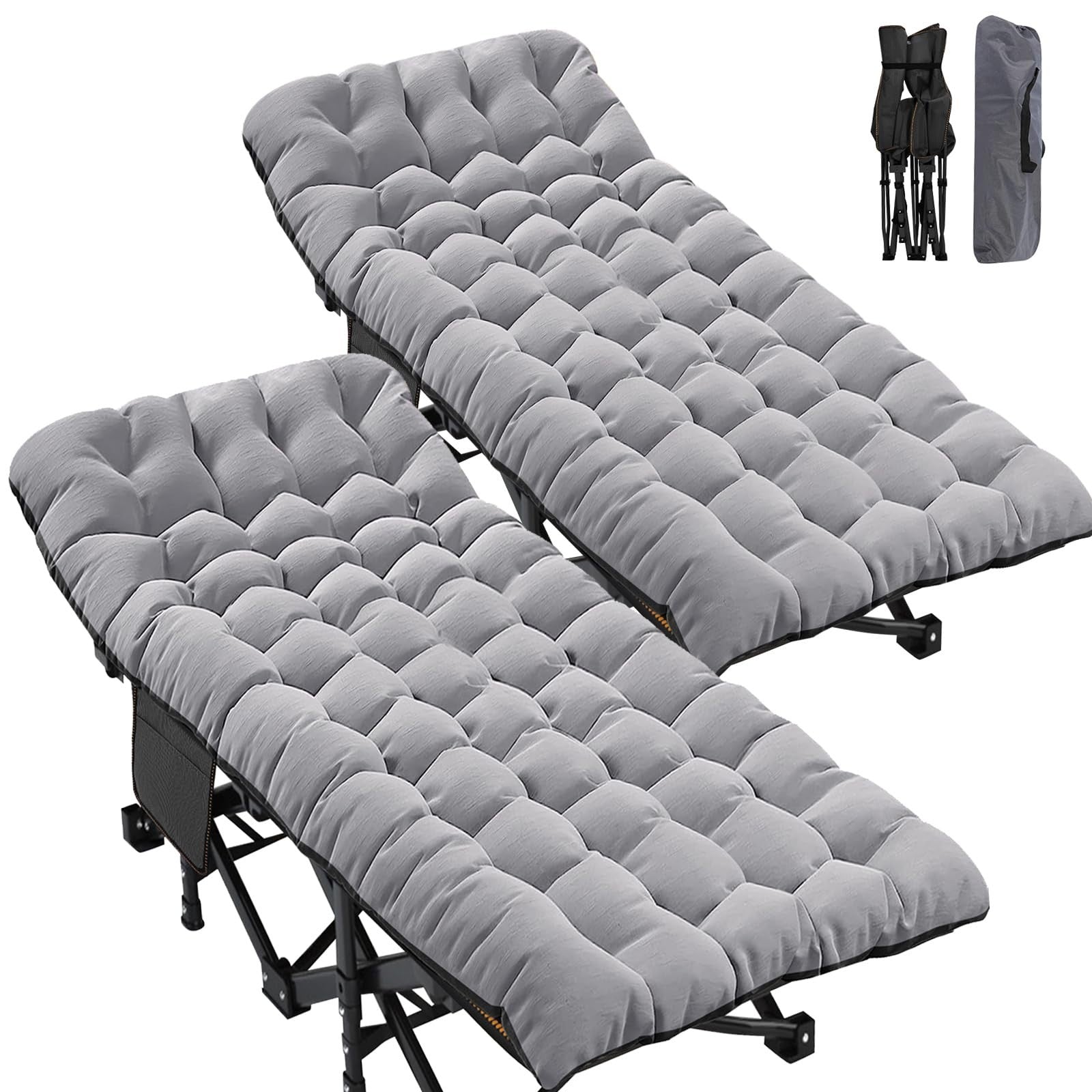 XXL Folding Camping Cot for Adults   32" Wide, 900 lb Capacity, 2 Pack, Removabl1