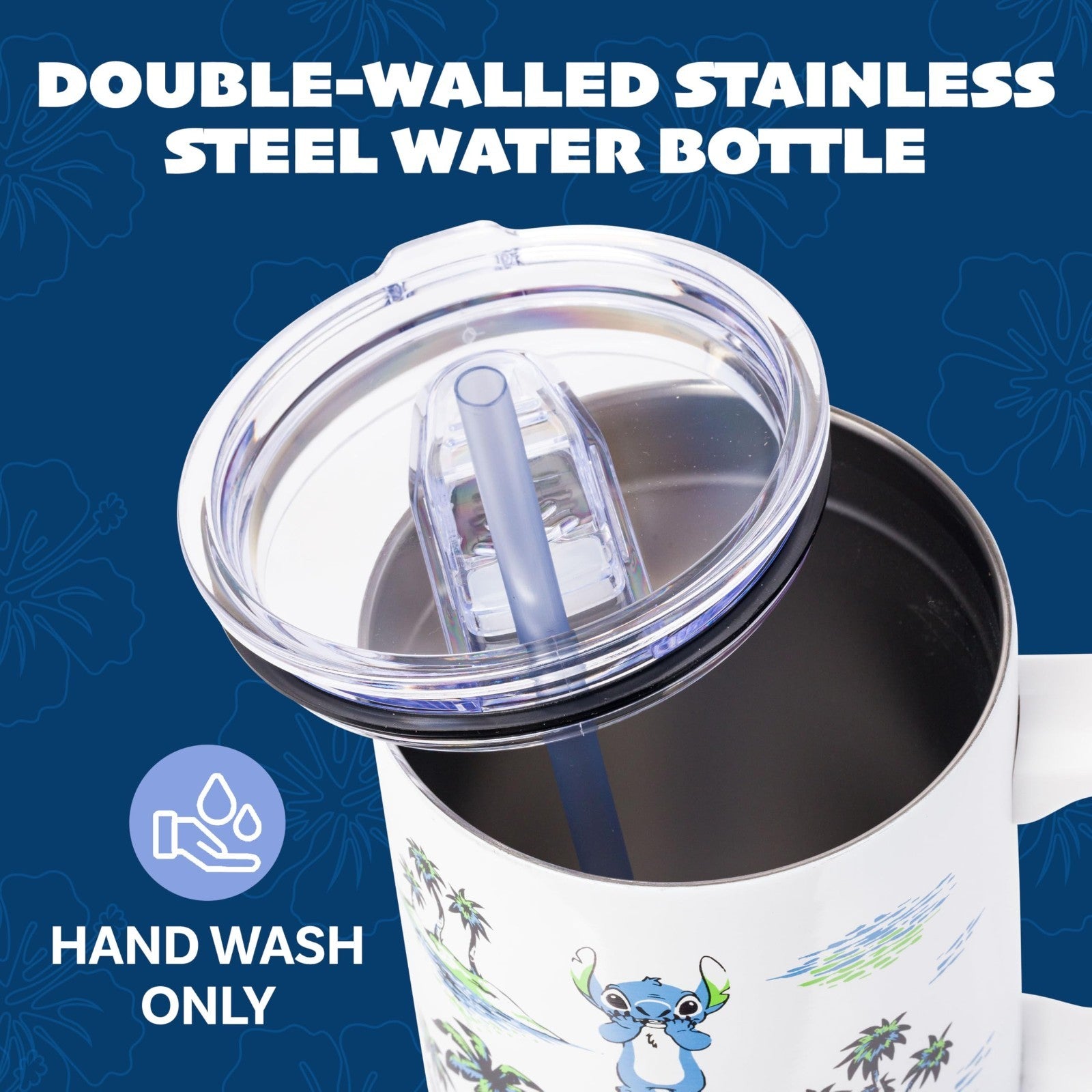 Vintage Lilo & Stitch Tumbler   Double Walled, 40oz, Fits Cup Holder, Straw & Ha4