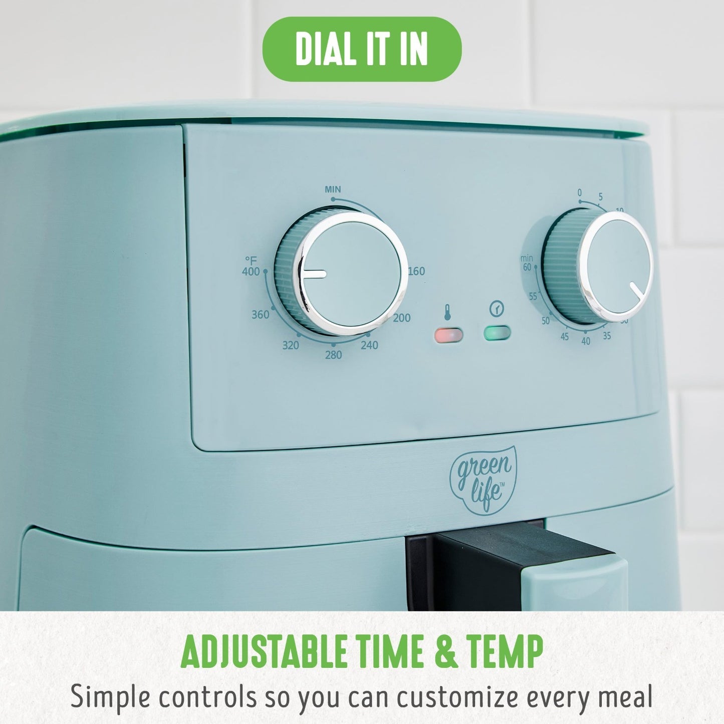 4.5QT Air Fryer with Mechanical Dial, PFAS Free Ceramic, Adjustable Temp & Timer4