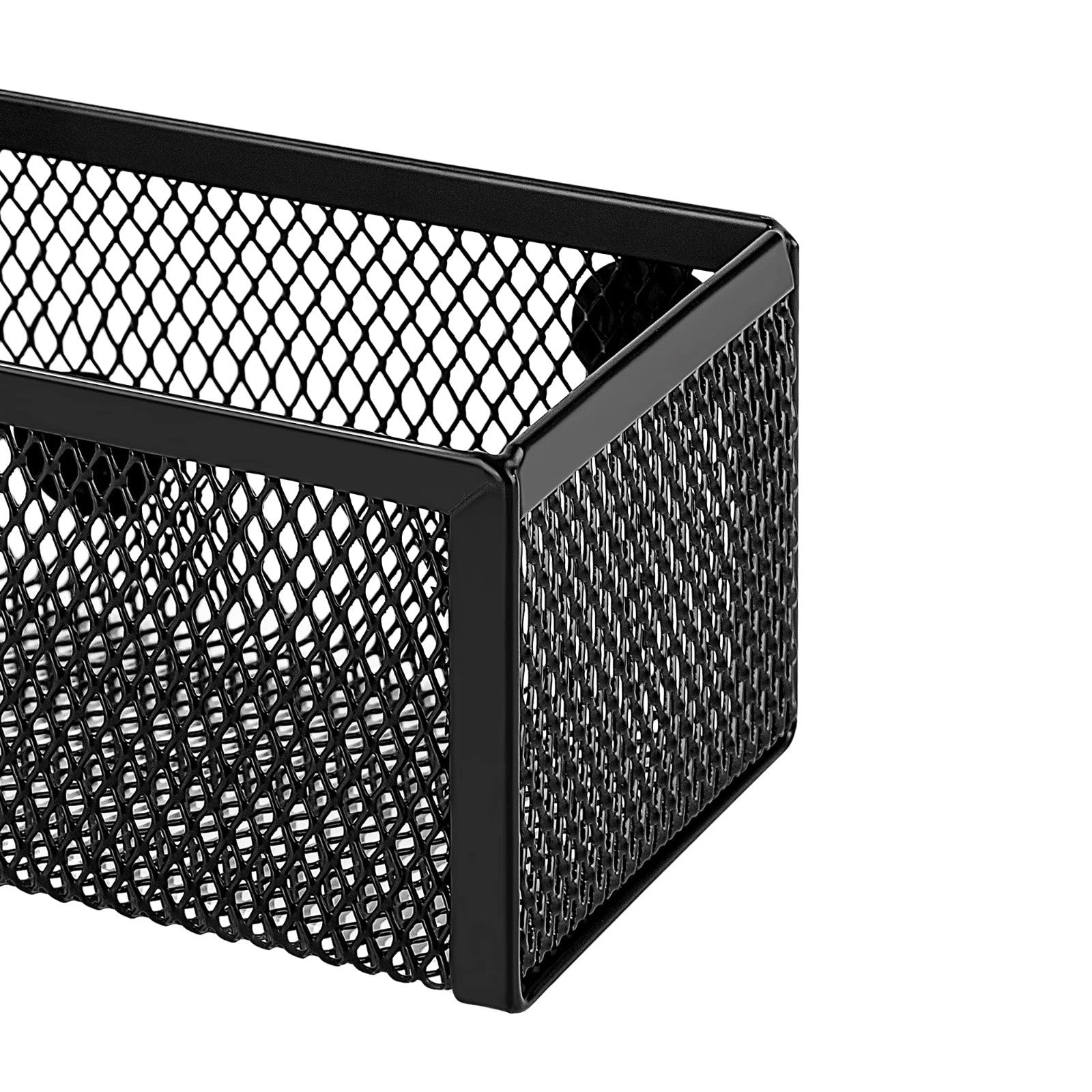 Magnetic Mesh Storage Baskets for Office Supplies   3 Pack, Black, 6"x2.5"x2.24