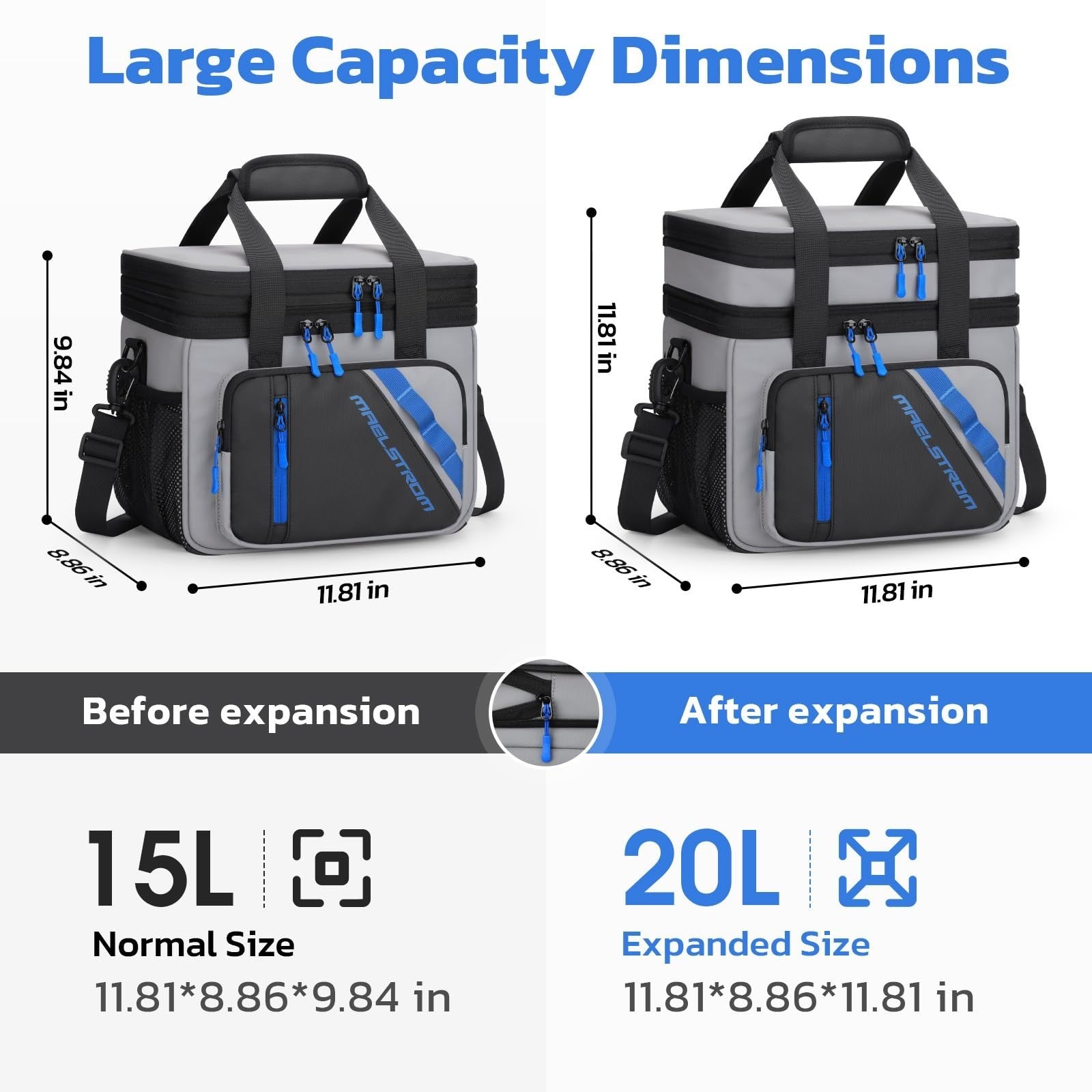 Insulated Lunch Bag 20L Cooler | Expandable, Leakproof, Portable for Work/Travel2