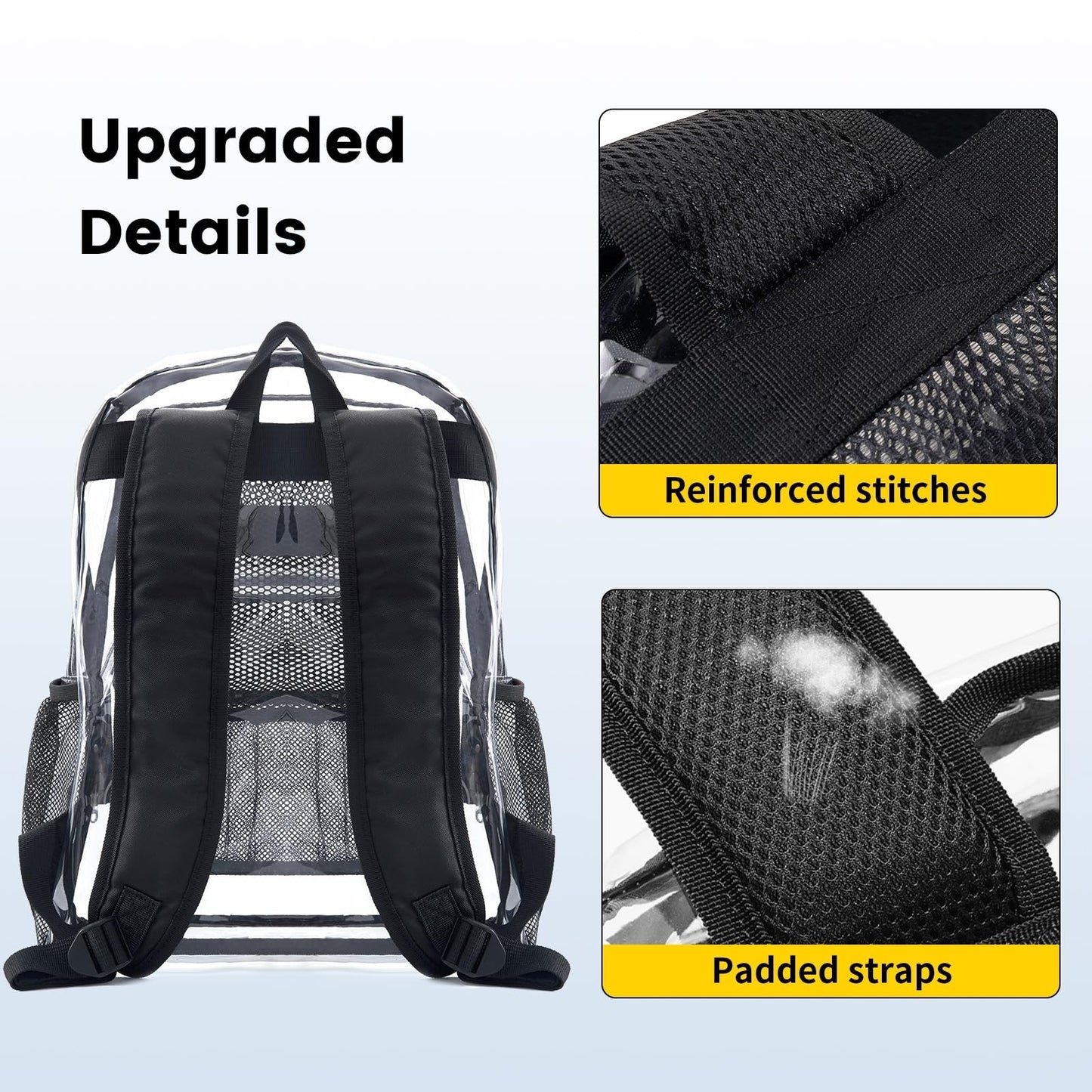 Clear PVC Backpack Heavy Duty Transparent Bag with Reinforced Straps - Large Cap5
