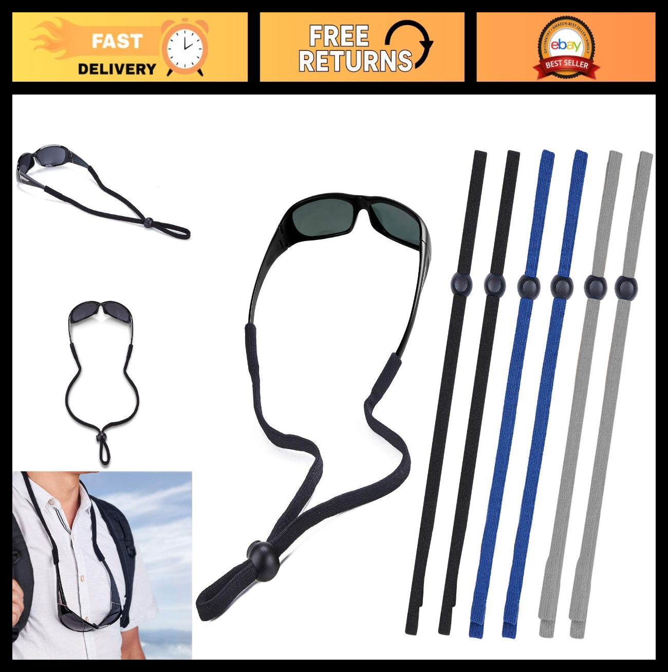 6-Pack Universal Eyeglass Lanyard - Eyewear Retainer Cord for Reading, Sports &0