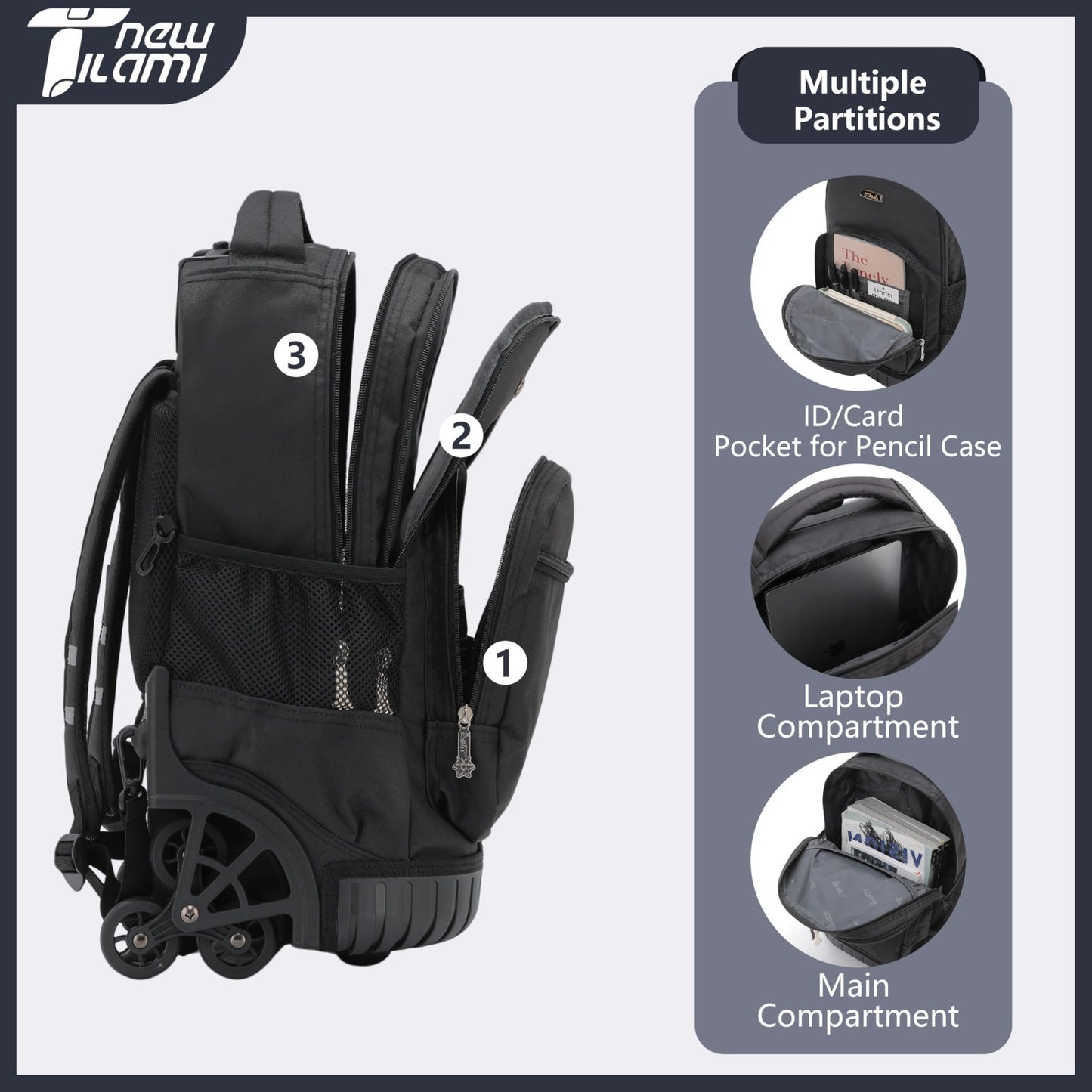 18" Rolling Backpack with Lunch Bag for Kids, School Travel, Girls & Boys3