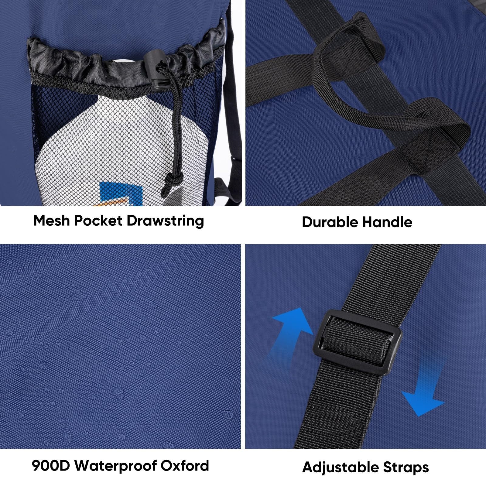 120L Large Laundry Backpack Bag - Durable Oxford Fabric, Mesh Pockets, Ideal for4