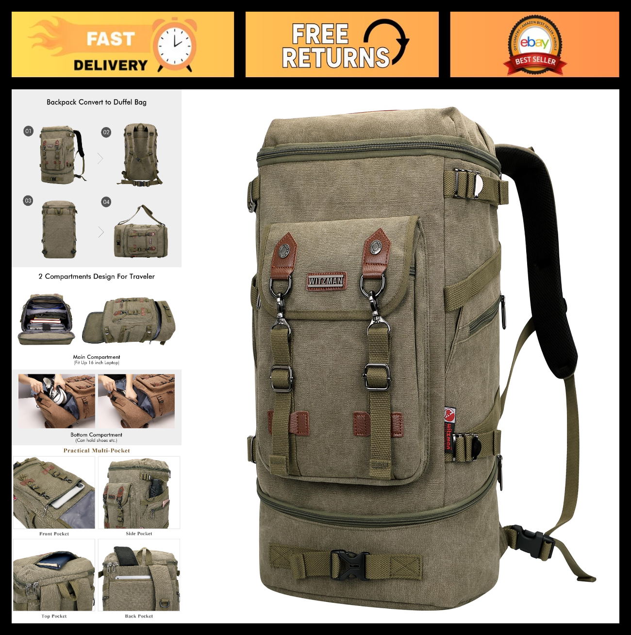 Travel Backpack for Men & Women   Airline Approved Carry On, Durable & Lightweig0