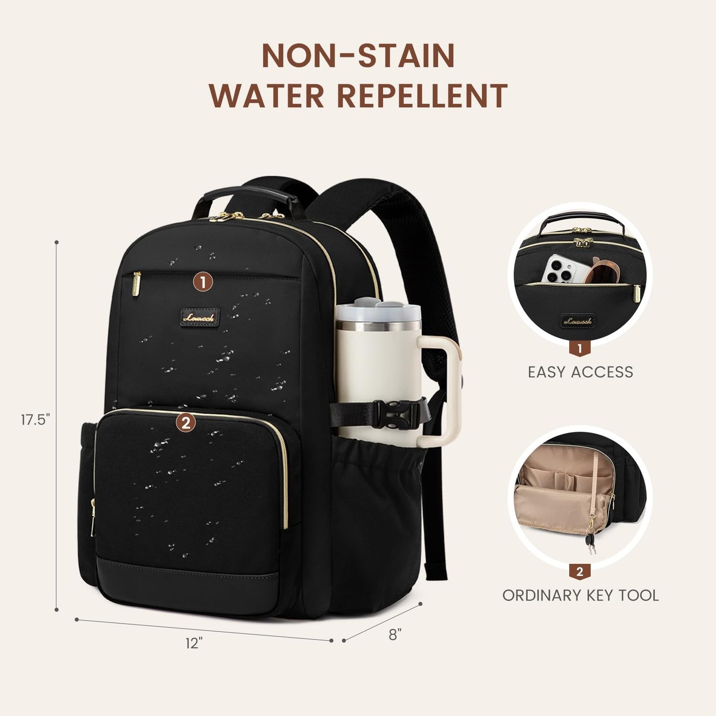 Stylish Waterproof Laptop Backpack for Women, 15.6" Large Capacity Travel Bag, P3