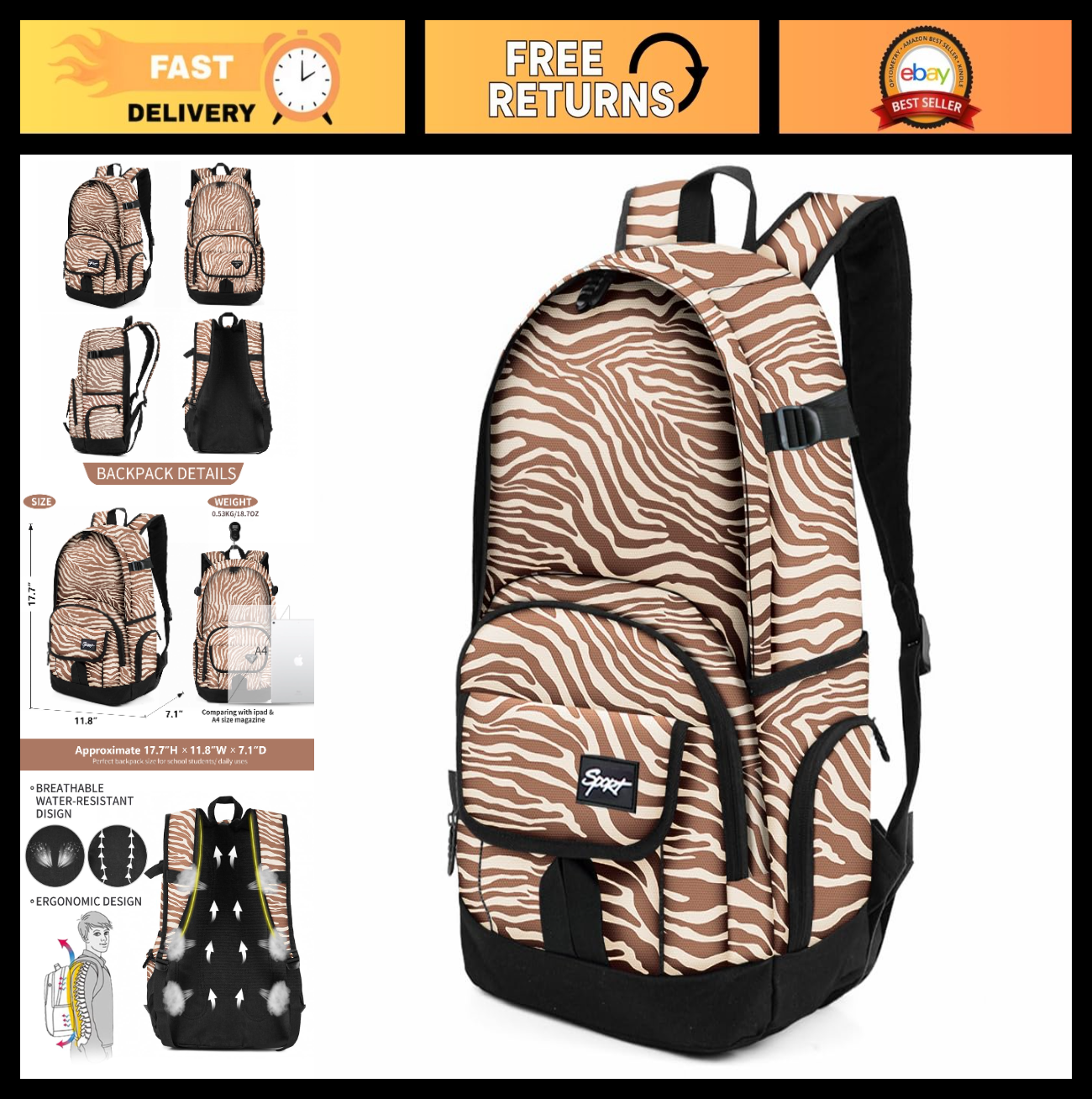 Lightweight School Backpack Travel Bag for Men & Women   College & Travel Use0