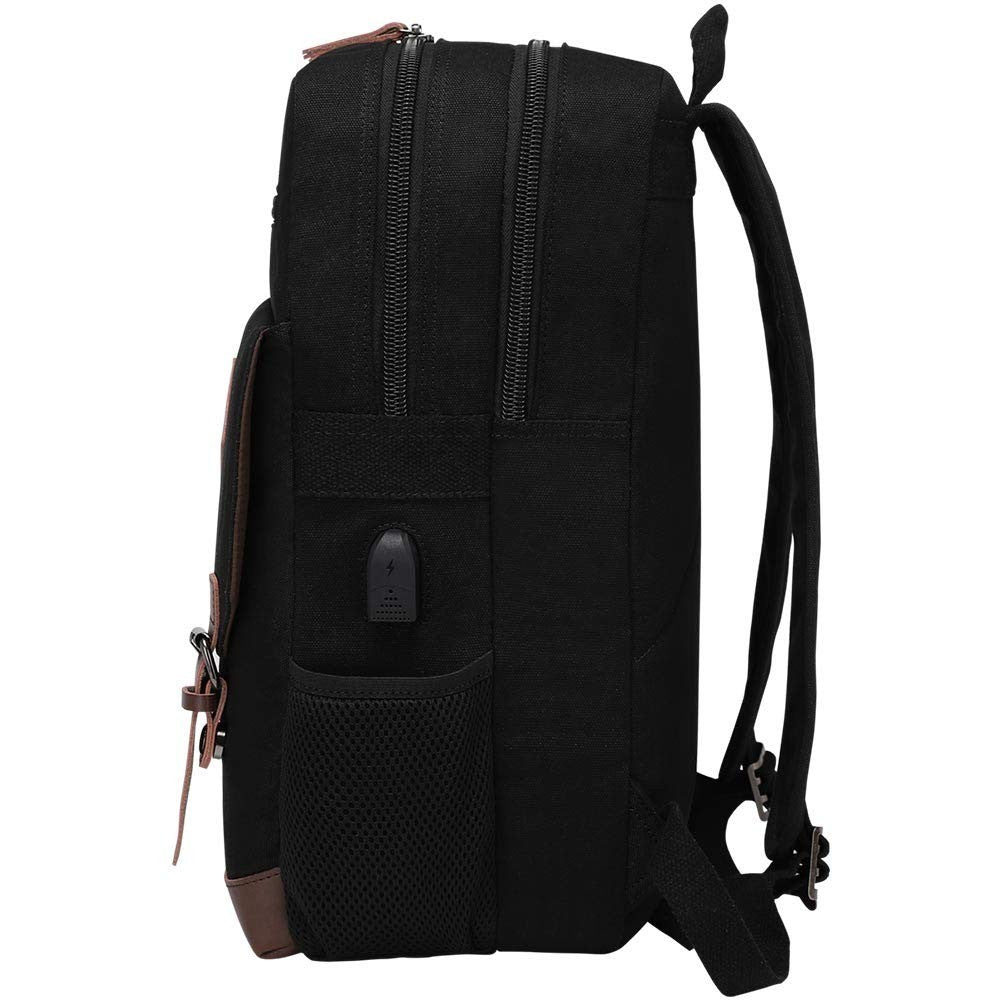 Vintage Canvas Backpack with USB Charging, Fits 15.6" Laptop, Travel Bag3