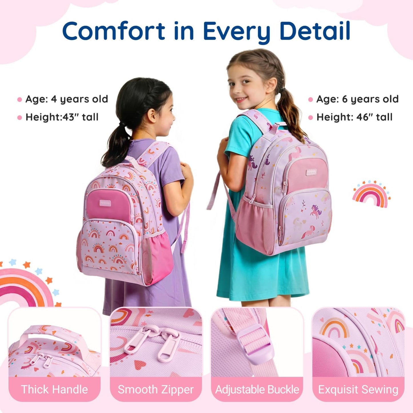 Kids Backpack Set for Kindergarten & Preschool - 3 PCS with Lunch Box & Pencil C3