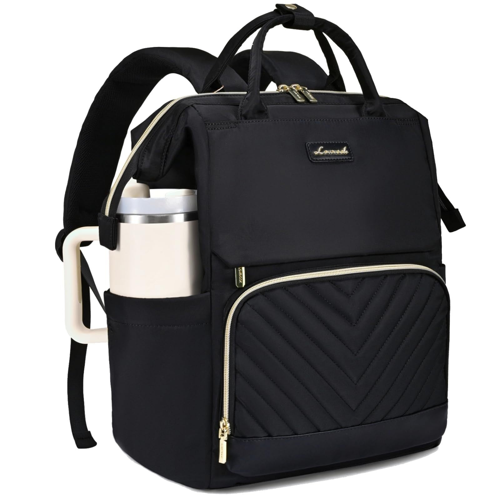 Stylish Laptop Backpack for Women   Travel Friendly with Tumbler Holder, Ideal f9
