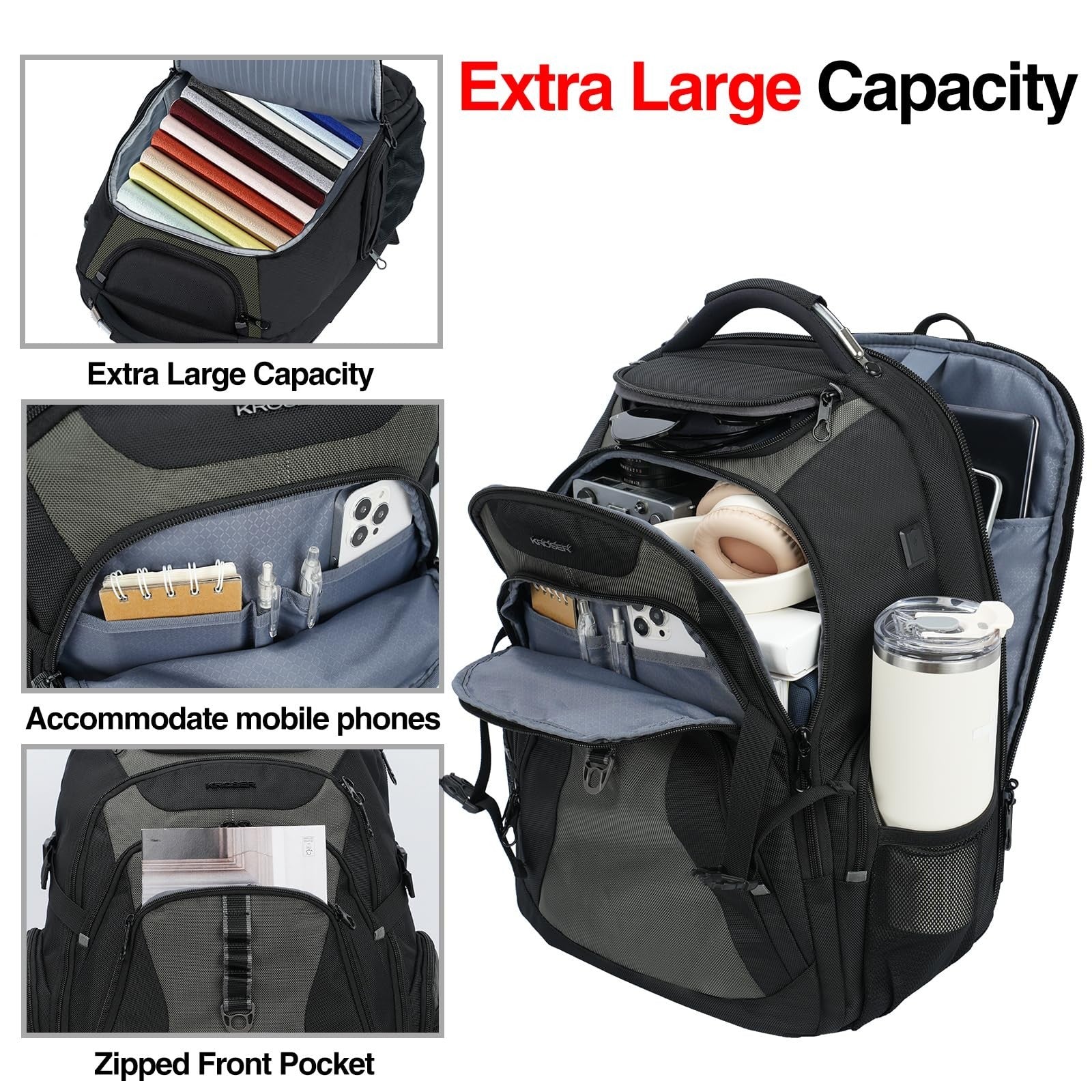 Spacious 18.4" Laptop Backpack for Men & Women   College, Travel, Work, Durable3