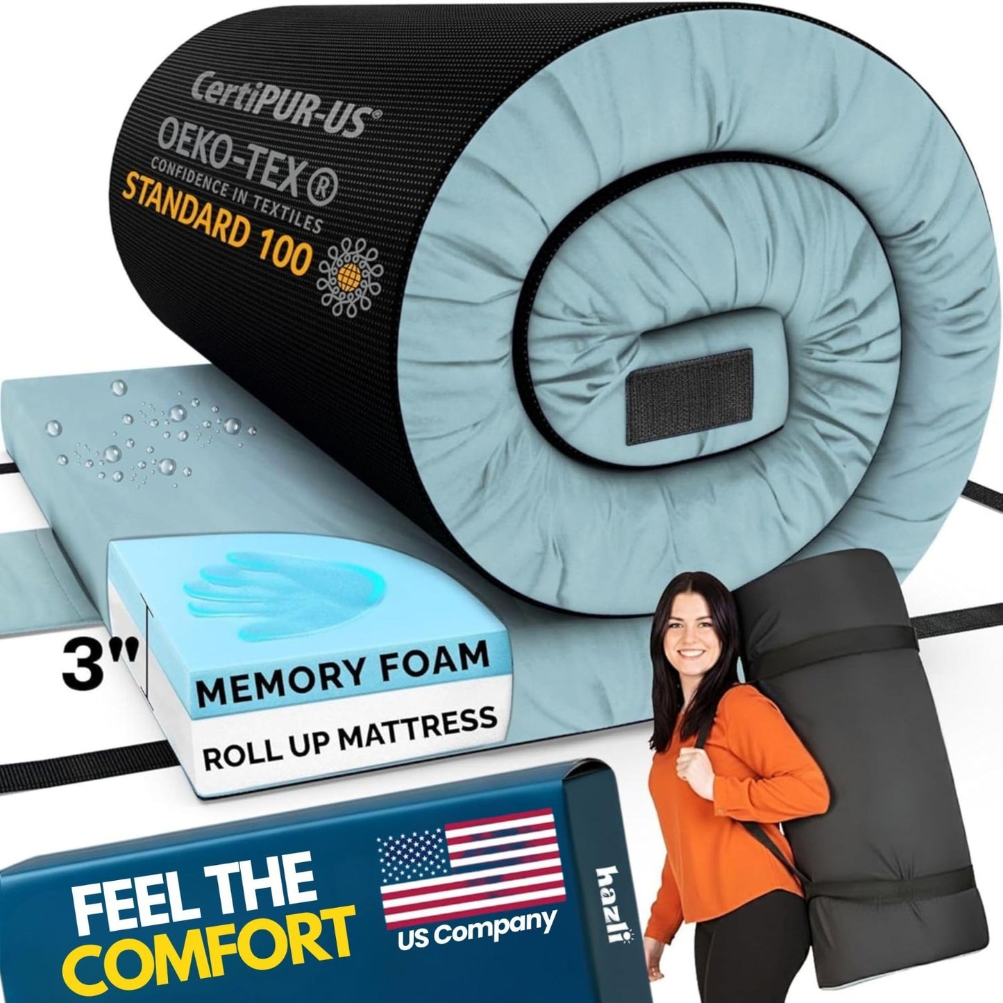 AirCell Memory Foam Camping Mattress Pad   Portable Roll Up Sleeping Mat for RV,1