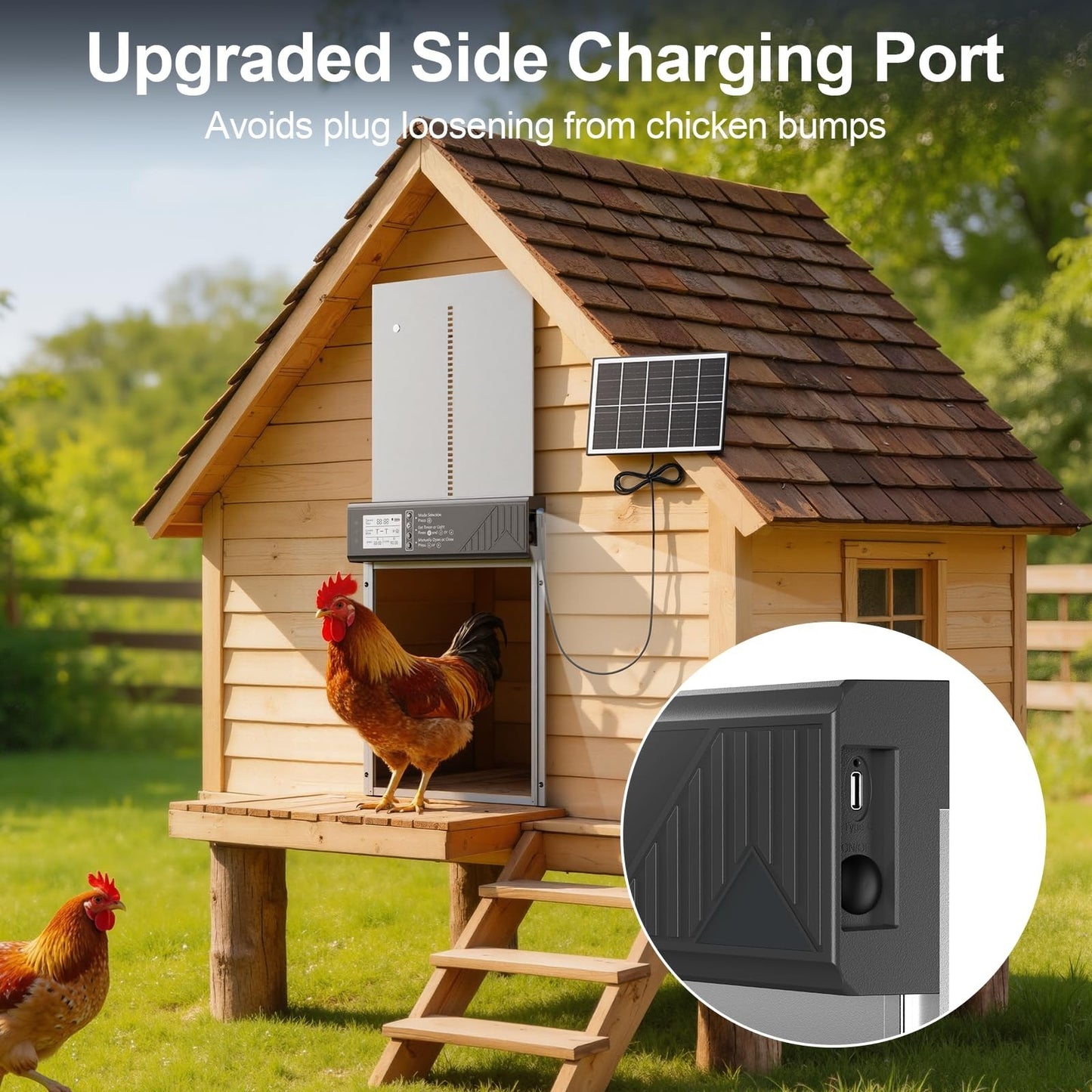 Automatic Chicken Coop Door Solar Powered with Timer & Light Sensor, Remote Cont3
