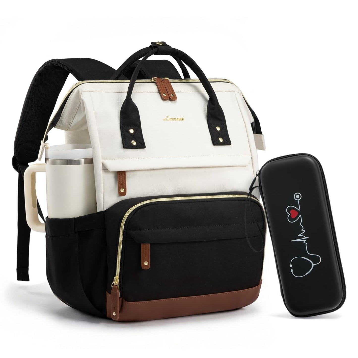 Nurse Backpack with Stethoscope Case, Wide Open Design, 15.6" Laptop Compartment1