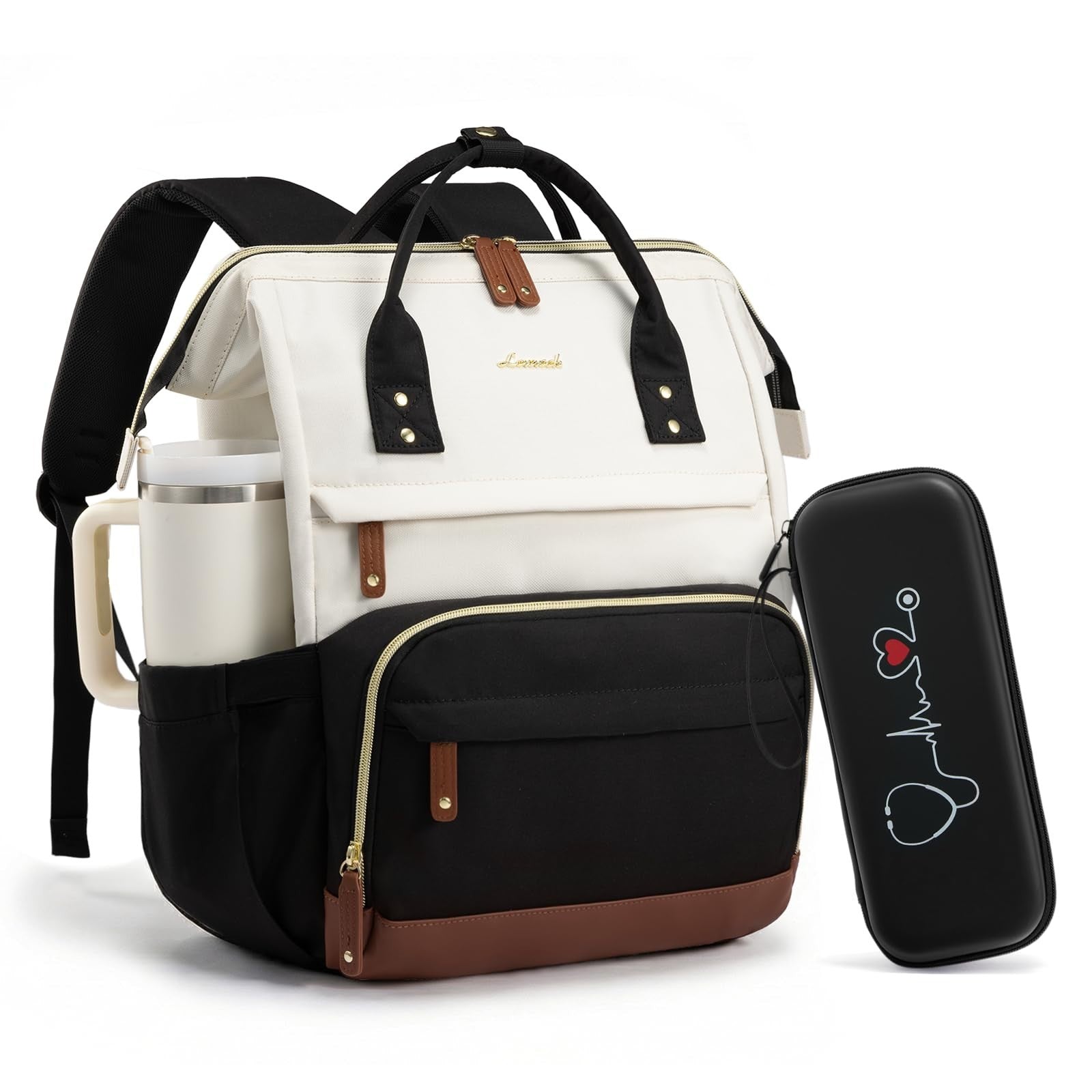 Nurse Backpack with Stethoscope Case, Wide Open Design, 15.6" Laptop Compartment1