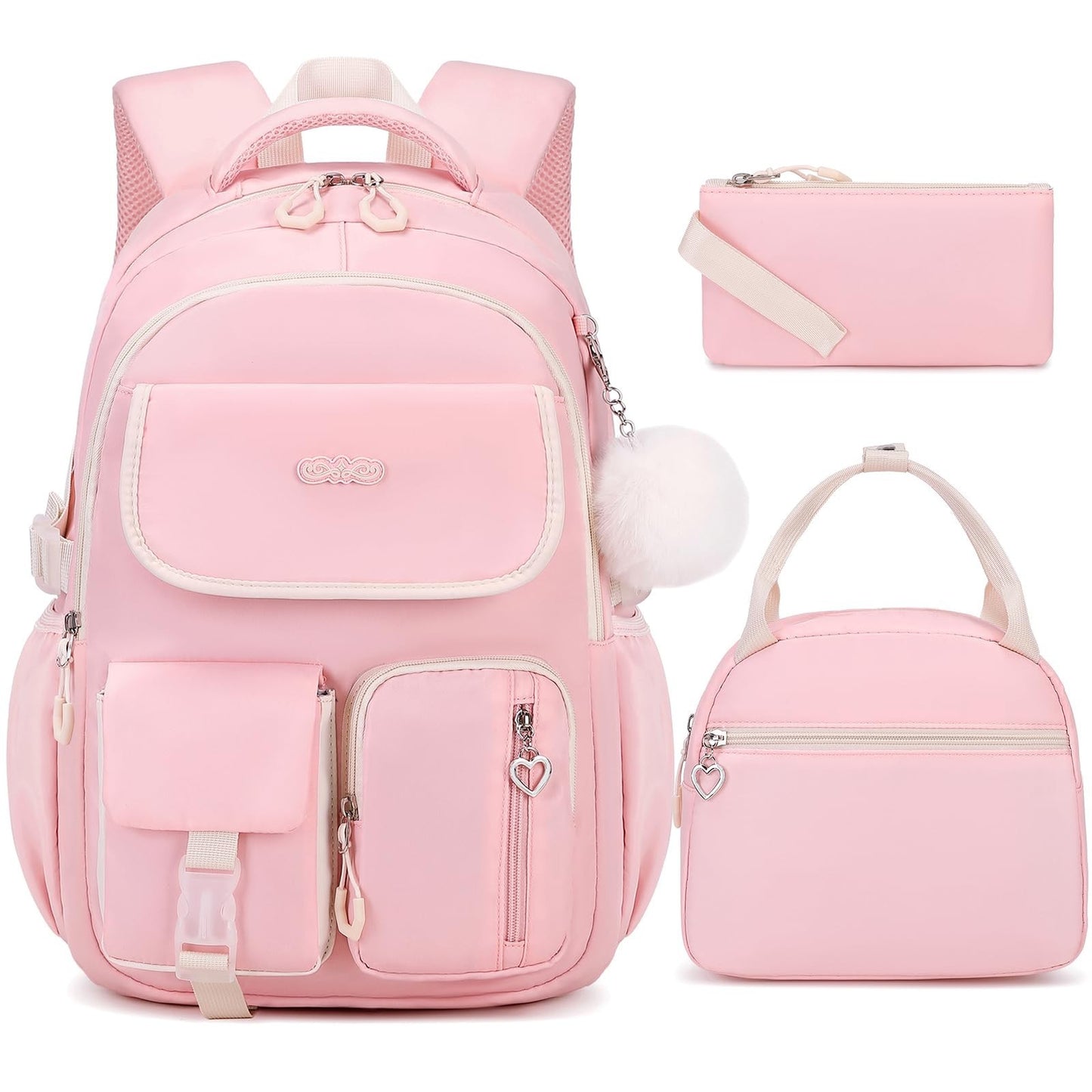 3PCS Girls School Backpack Set with Lunch Box & Pencil Pouch   Stylish & Durable1