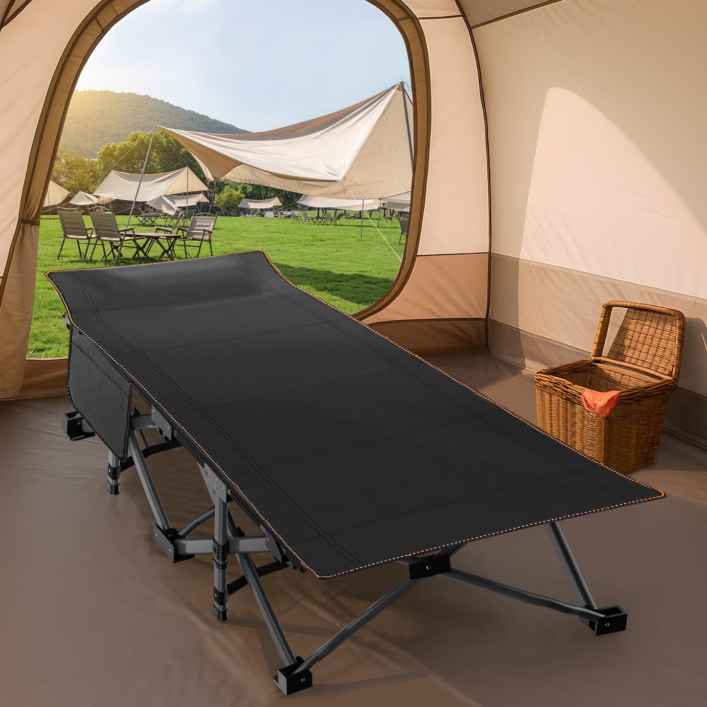 Oversized Camping Cot for Adults   900LB Capacity, 78"x32" Heavy Duty Bed with M3