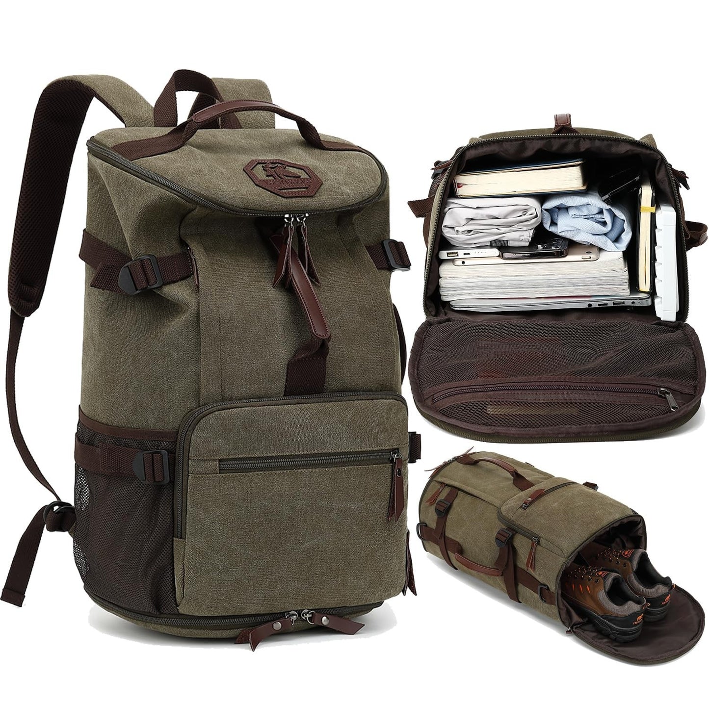 Waterproof Gym Duffel Backpack with Shoe Compartment, 4 Carry Methods, Sports &2