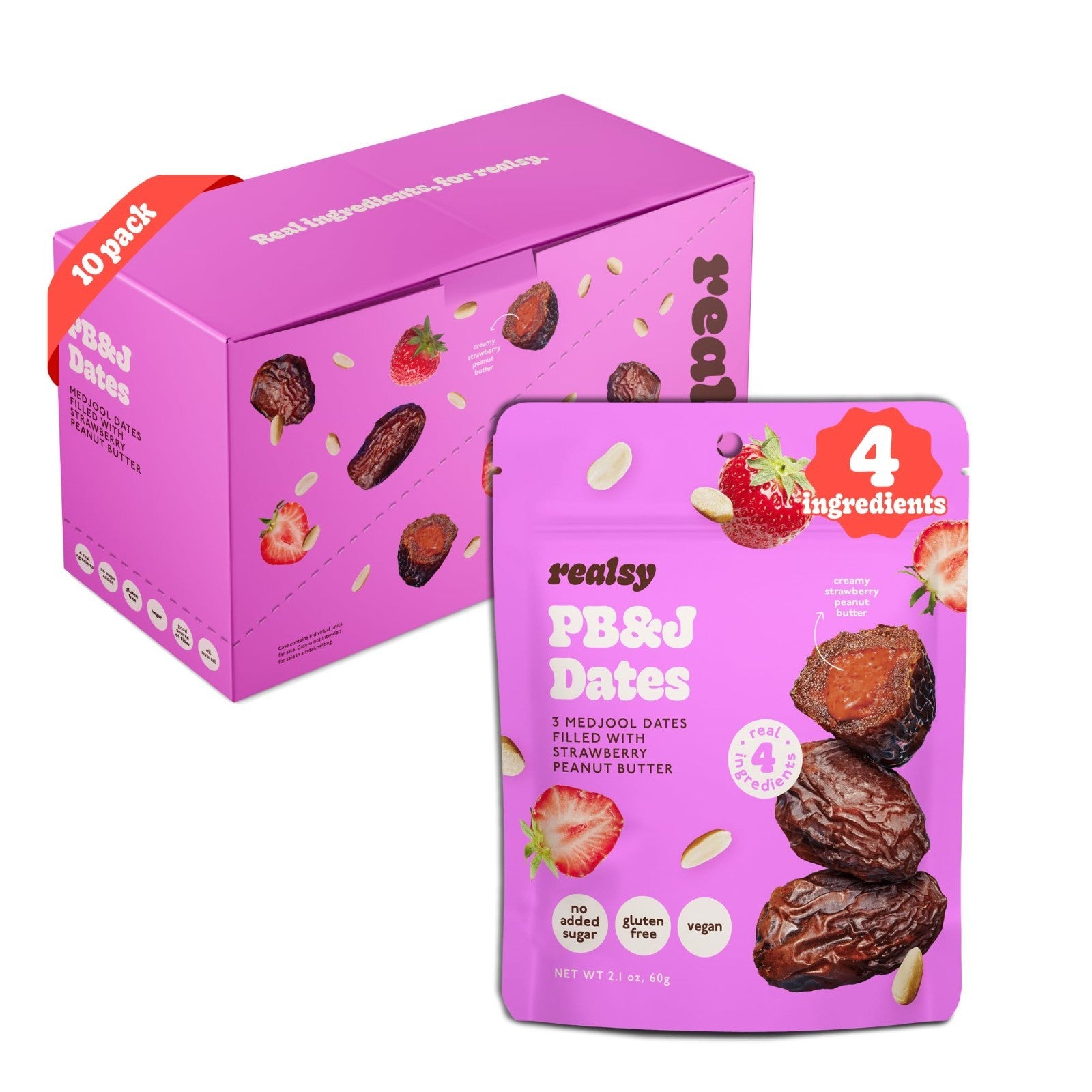 Organic Peanut Butter & Jelly Stuffed Medjool Dates - No Sugar Added, Vegan Snac1