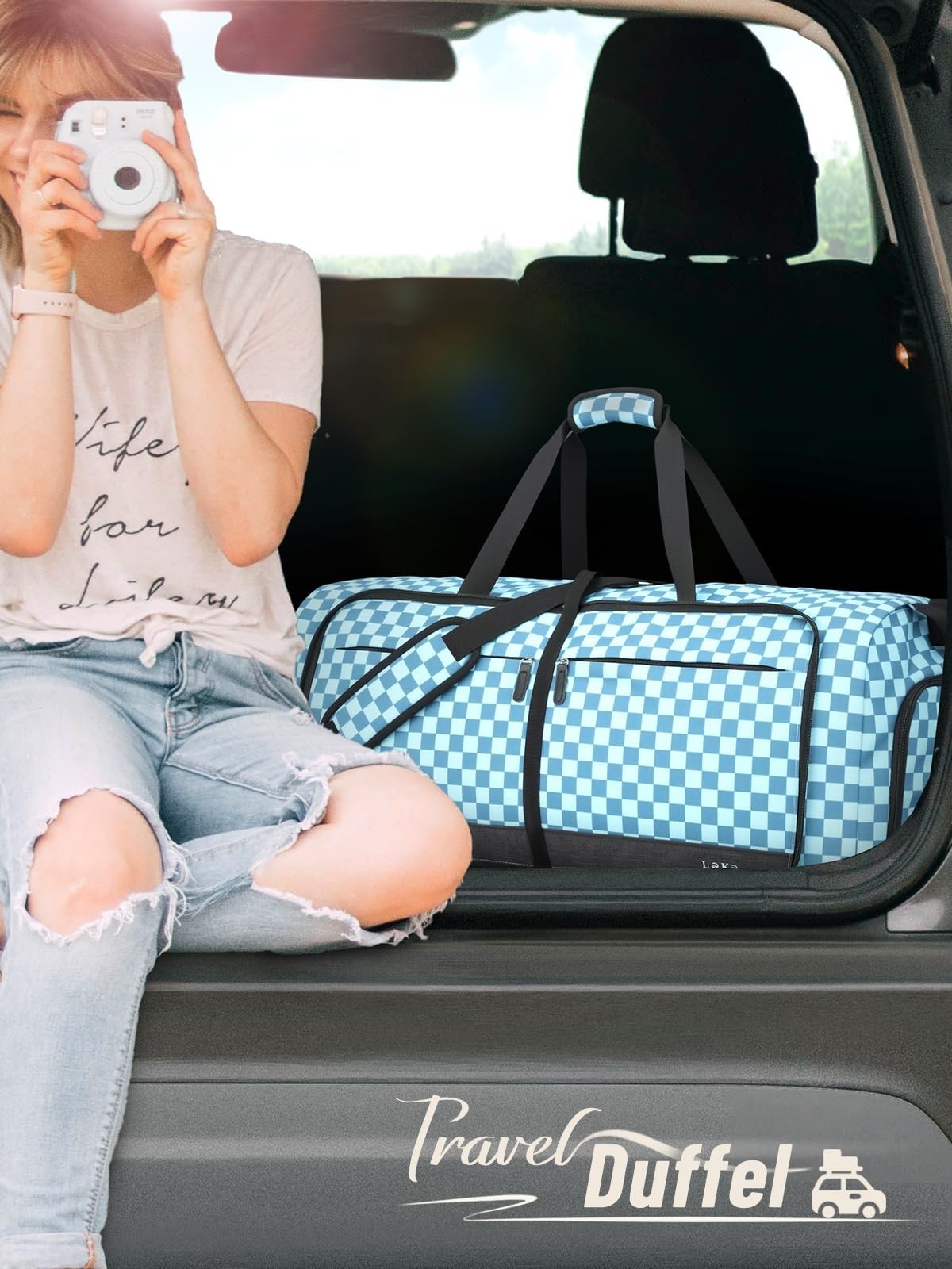 Large Foldable Travel Duffle Bag for Women - 80L, Separate Shoe Compartment, Wee2