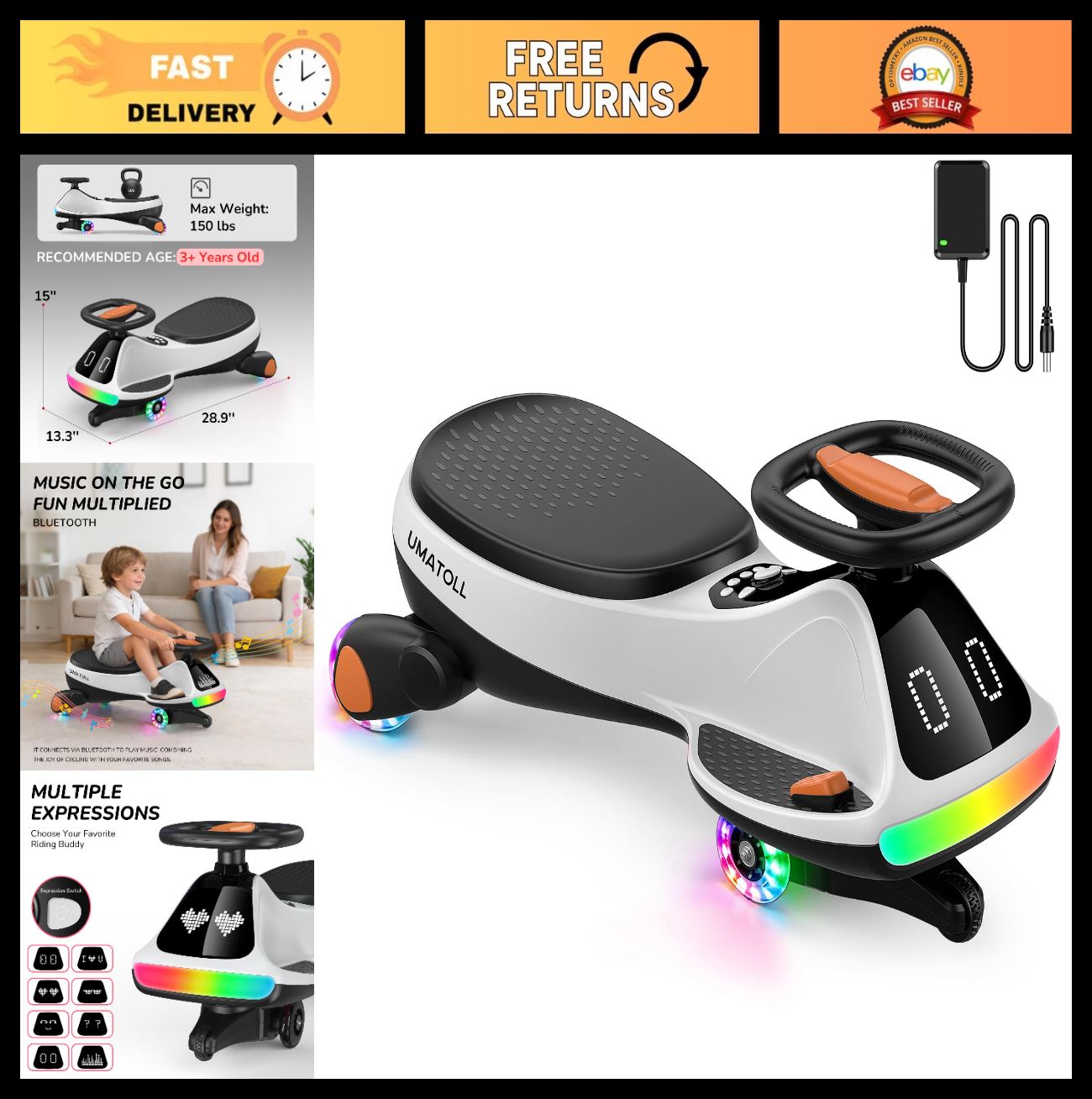 12V Electric Wiggle Car for Kids - Fun Ride-On Toy, Birthday Gift for Ages 3+0