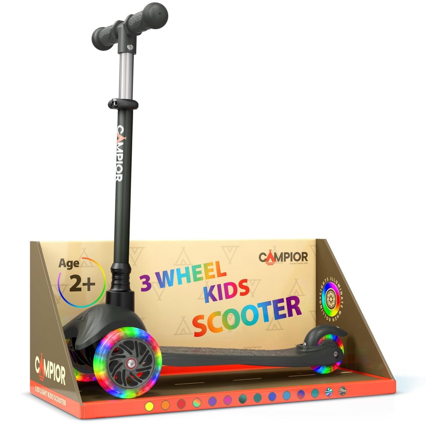 Mini 3-Wheel Kids Scooter - Lean-to-Steer, LED Light-Up Wheels, Adjustable Handl1